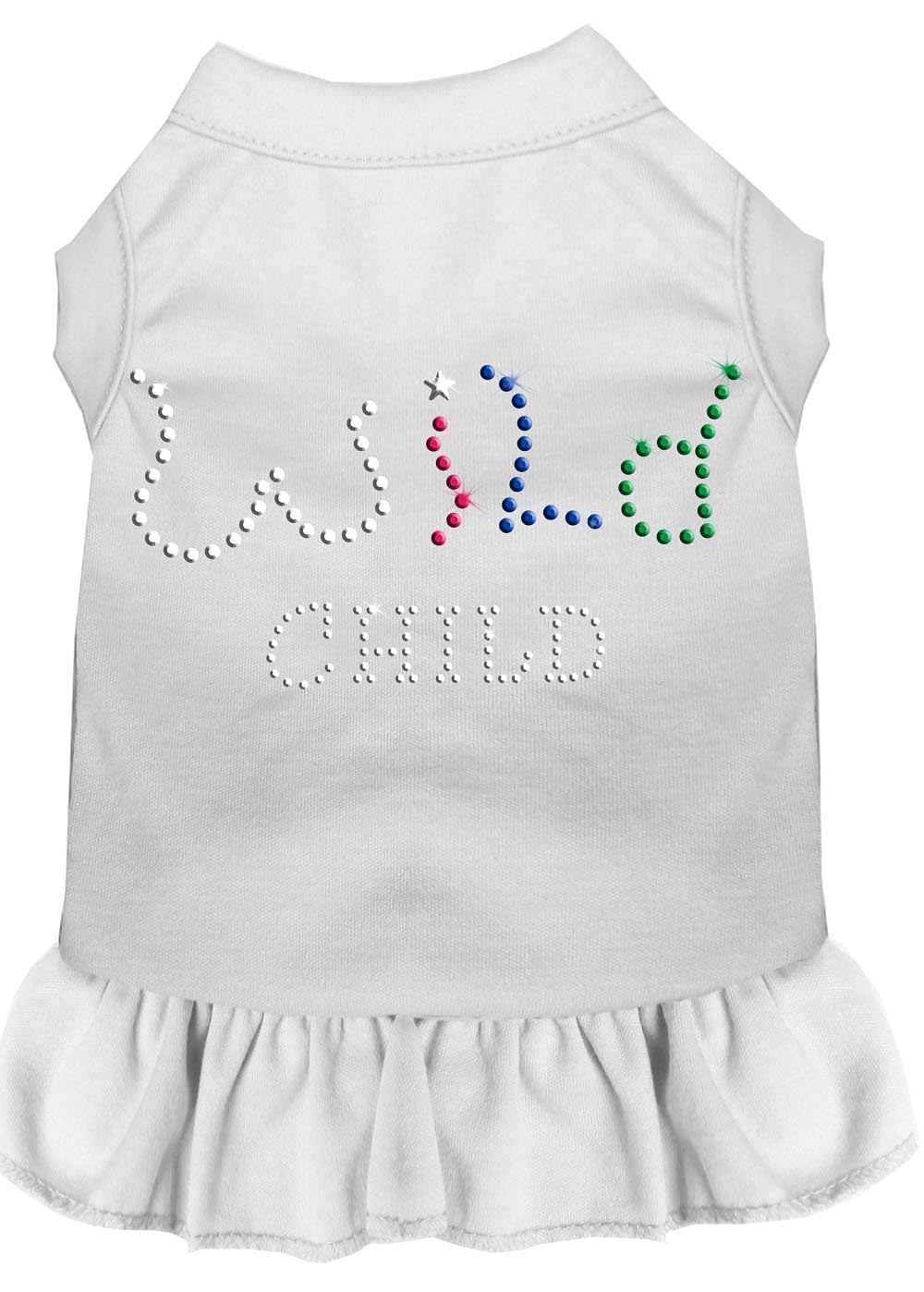 Pet Dog & Cat Dress Rhinestone, &quot;Wild Child&quot; White XS (0-3 lbs.)