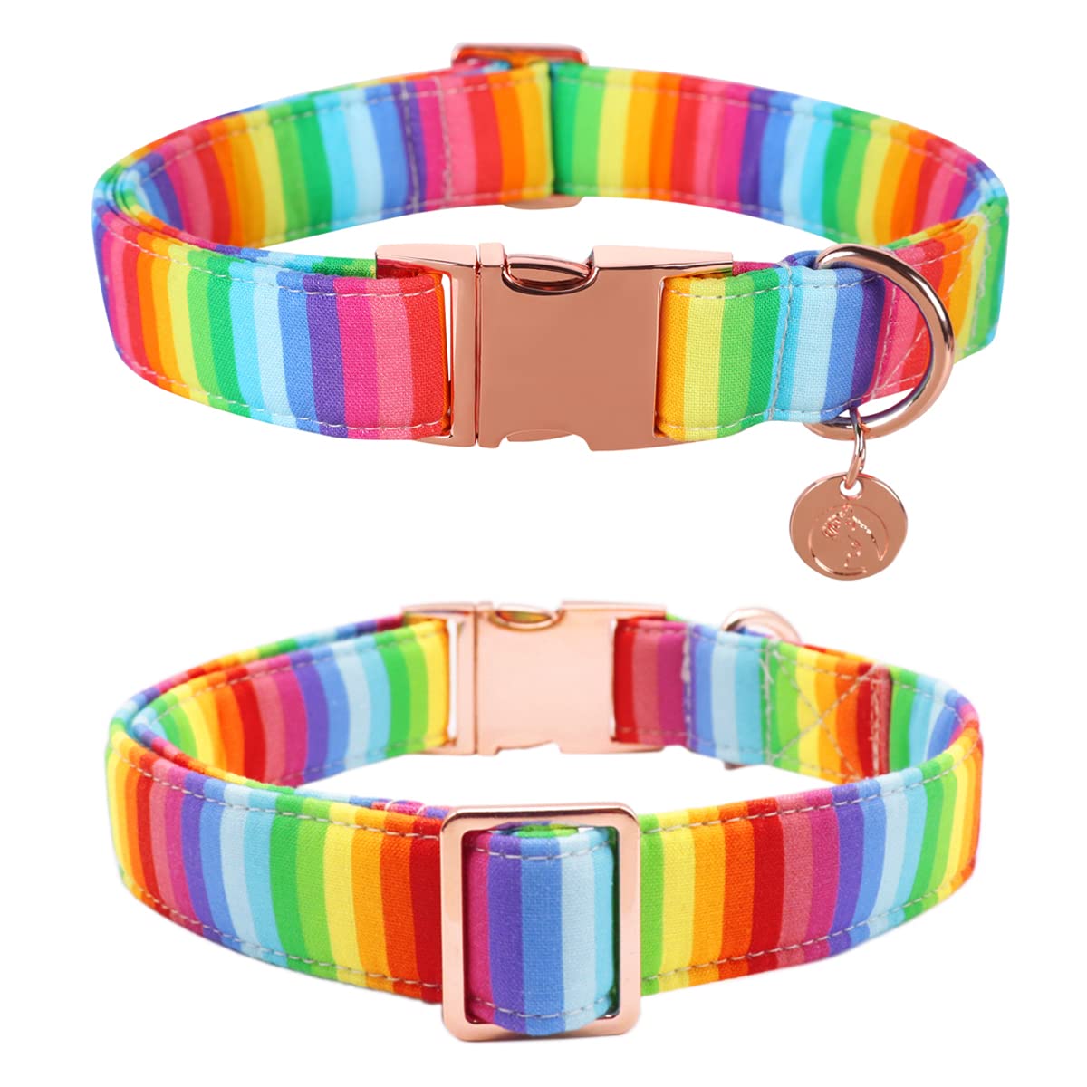 Dogwong Lgbt Cotton Dog Collar And Bow Rainbow Pet Collar, Pride Dog Collar Comfortable And Adjustable Dog Collar For Large Smal
