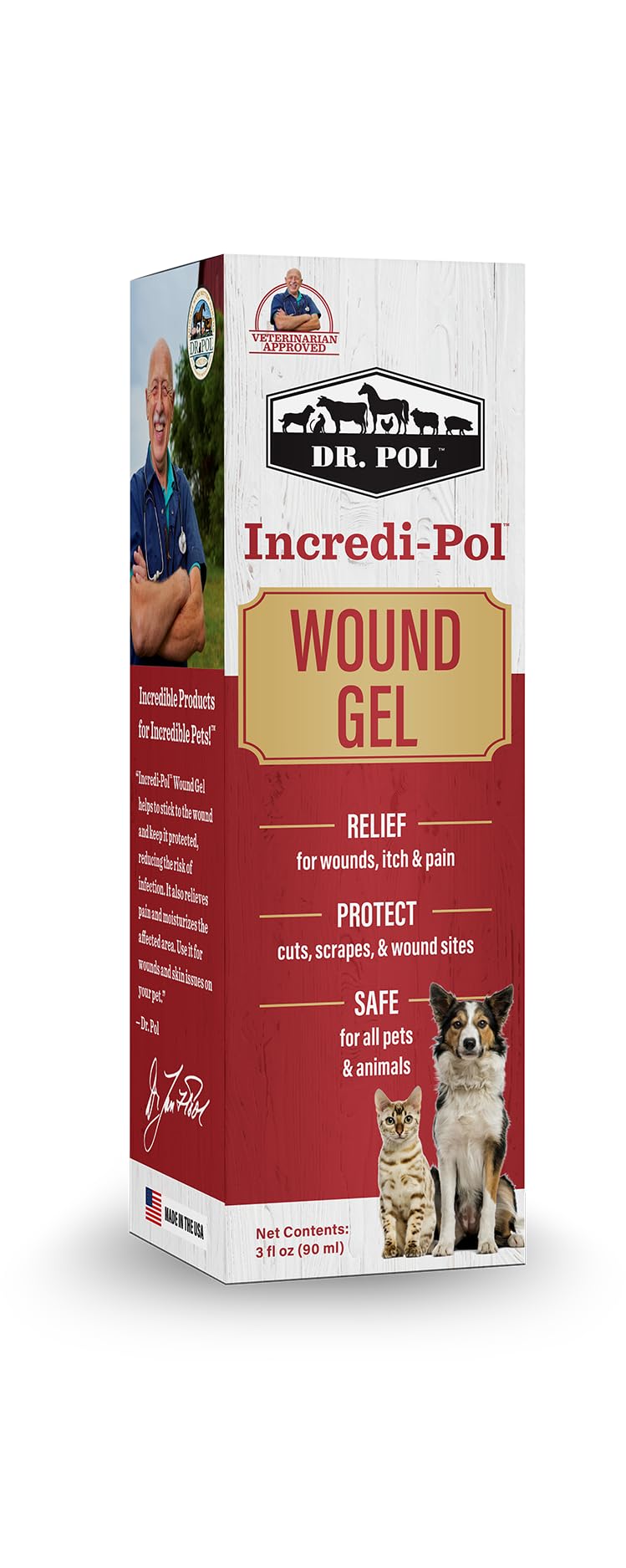 Dr. Pol Incredi-Pol Wound Gel Spray for Dogs, Cats, and All Animals - Dog Wound Care Gel to Relieve Itch and Pain - Protects Wou