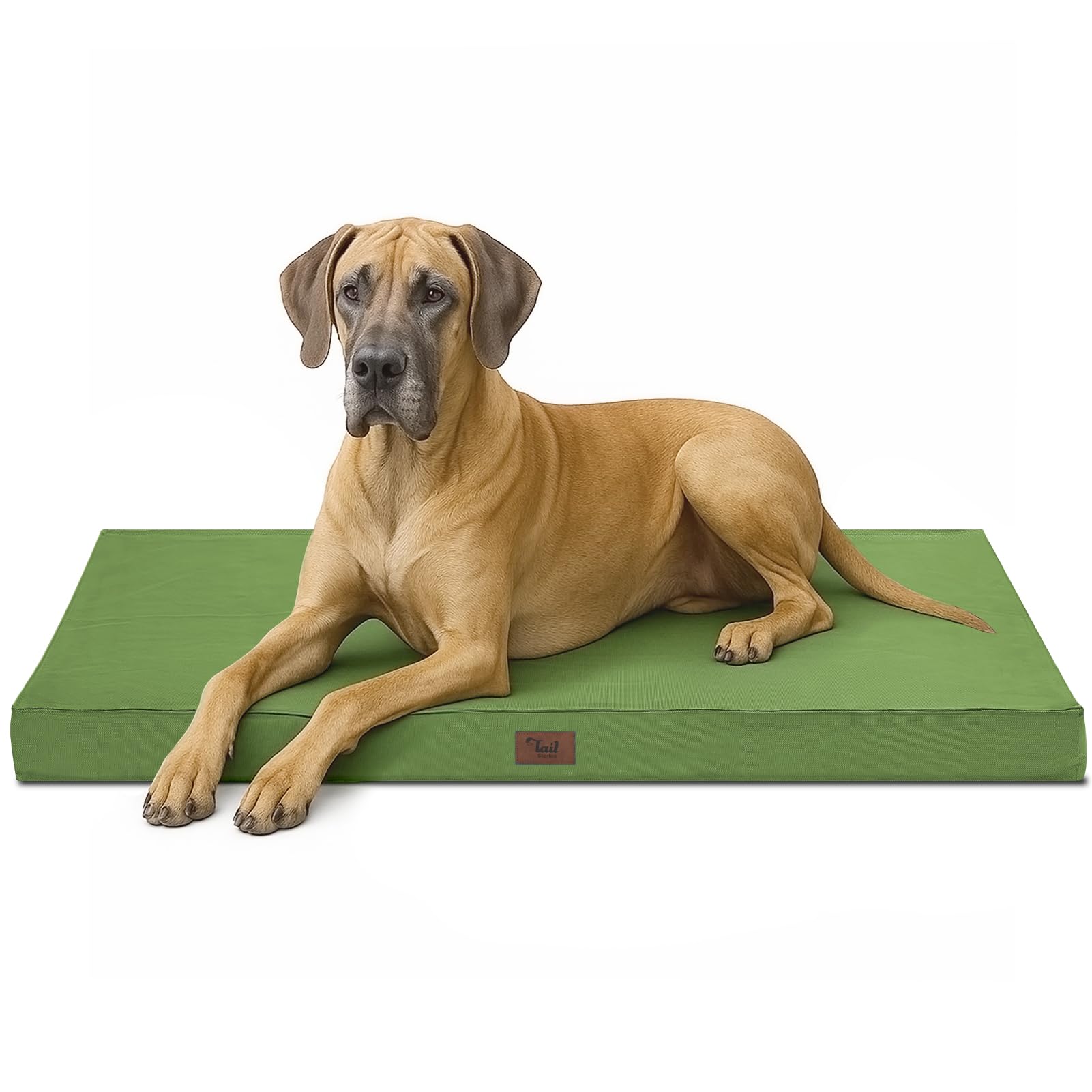 Tail Stories Outdoor Extra Large Dog Bed, Jumbo Waterproof Dog Bed For Large Dogs, Orthopedic Egg Foam Pet Bed Mat With Removabl