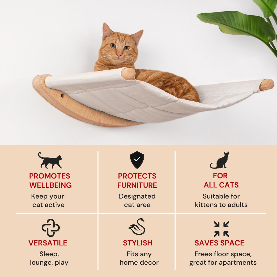 7 Ruby Road Cat Hammock Wall Mounted For Large And Indoor Cats Or Kitty, Cute Bed Perch Shelf For Sleeping, Climbing And Loungin