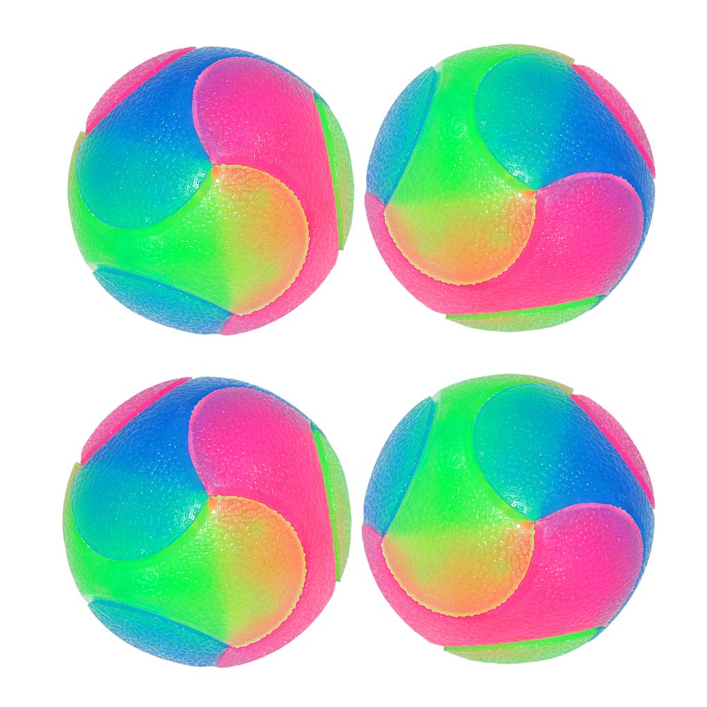 Fineinno 4 Pcs Light Up Dog Balls Flashing Elastic Ball Glow In The Dark Interactive Pet Toys For Puppy, Cats, Dogs