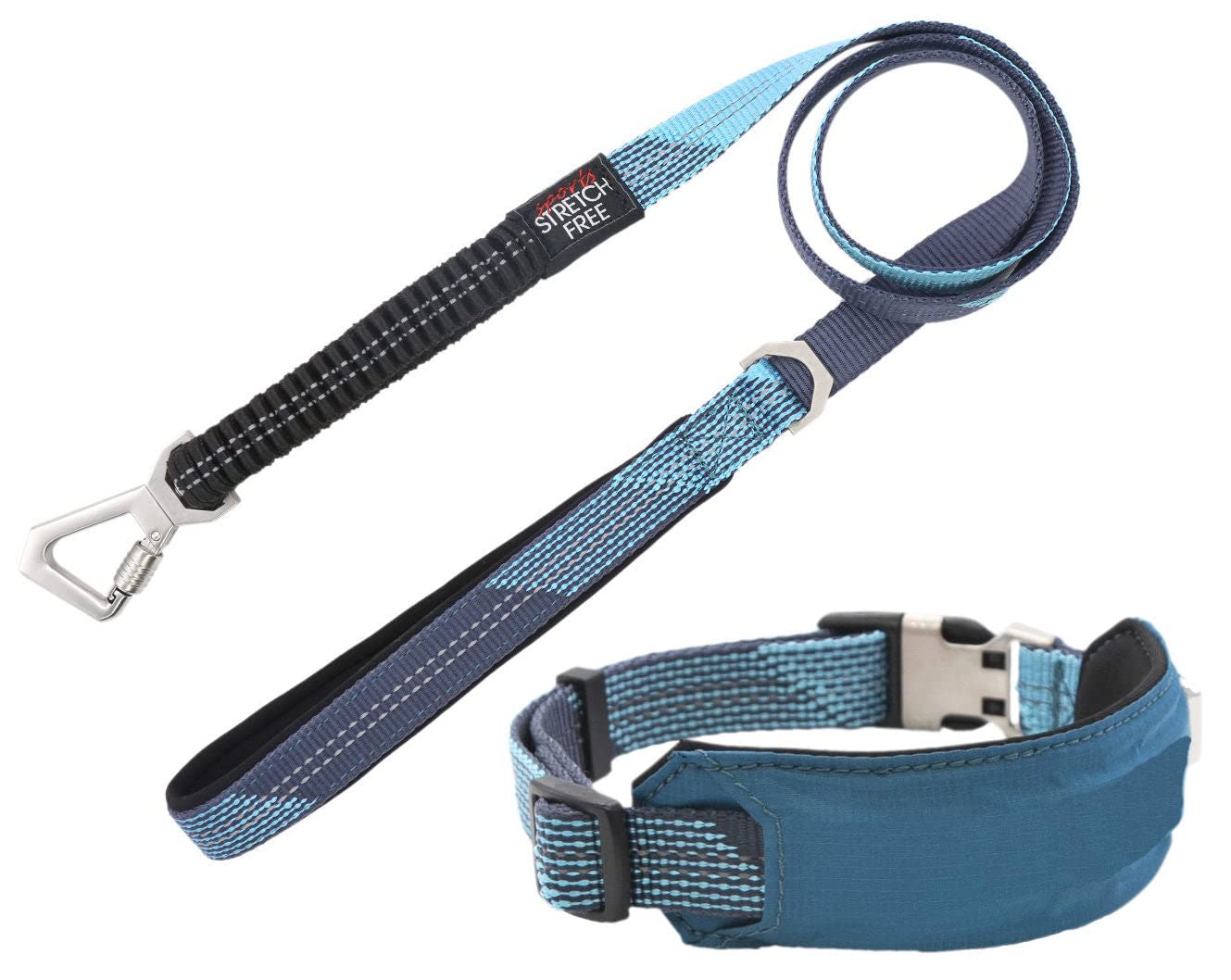 Pet Life Geo-Prene Shock Absorbing Neoprene Reflective Dog Leash And Collar, Md, Blue