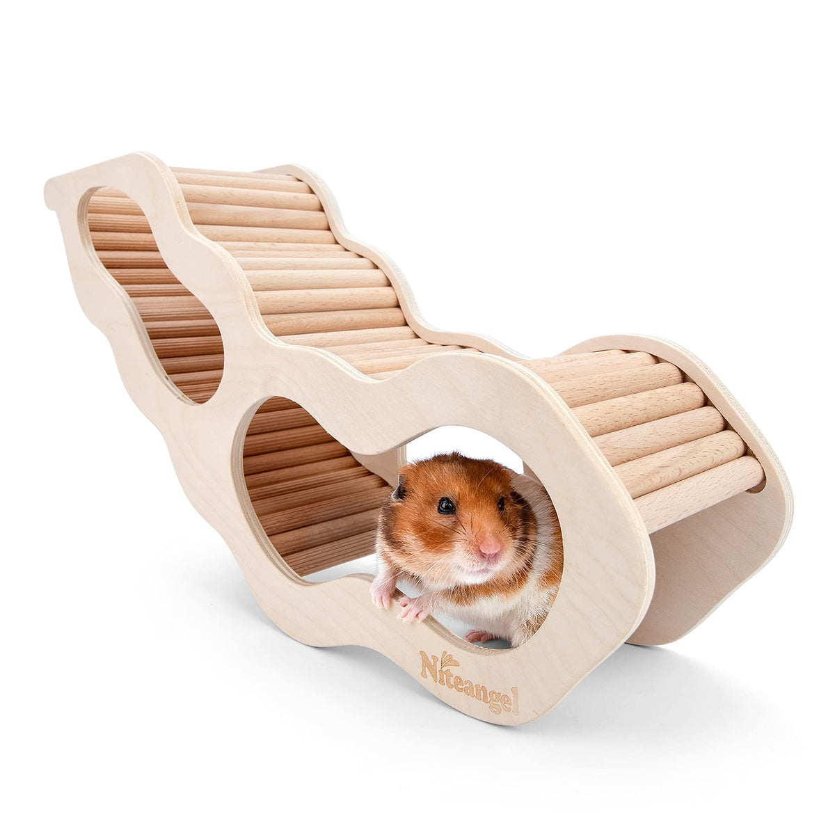 Niteangel Hamster House W/Climbing Ladder For Hamsters Gerbils Mice Or Similar-Sized Pets (Secret Peep Tunnel Hamster Hut)