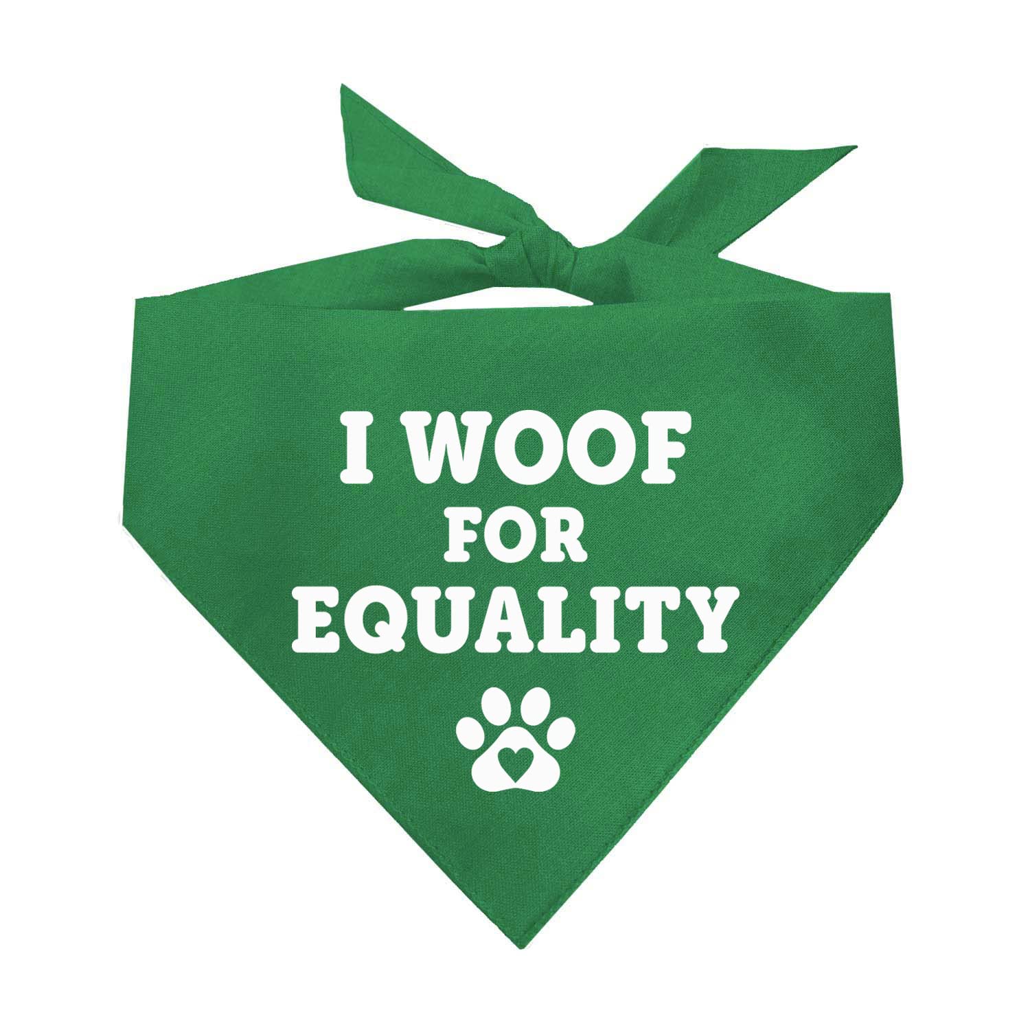 I Woof For Equality Dog Bandana | 100% Cotton Adjustable Triangle | Made In Usa | Pride Day | Lgbtq+ | Rainbow | Parade |Green, 