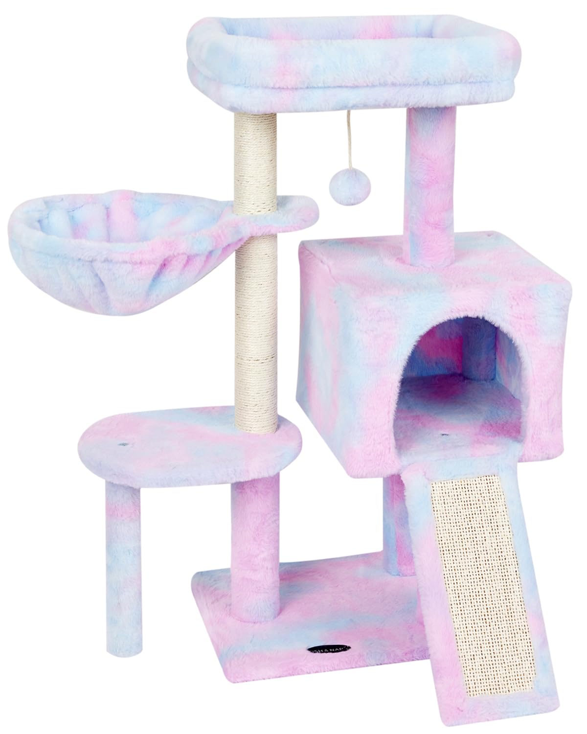 Fish&Nap Cute Cat Tree Kitten Cat Tower For Indoor Cat Condo Sisal Scratching Posts With Jump Platform Cat Furniture Activity Center Play House Rainbow