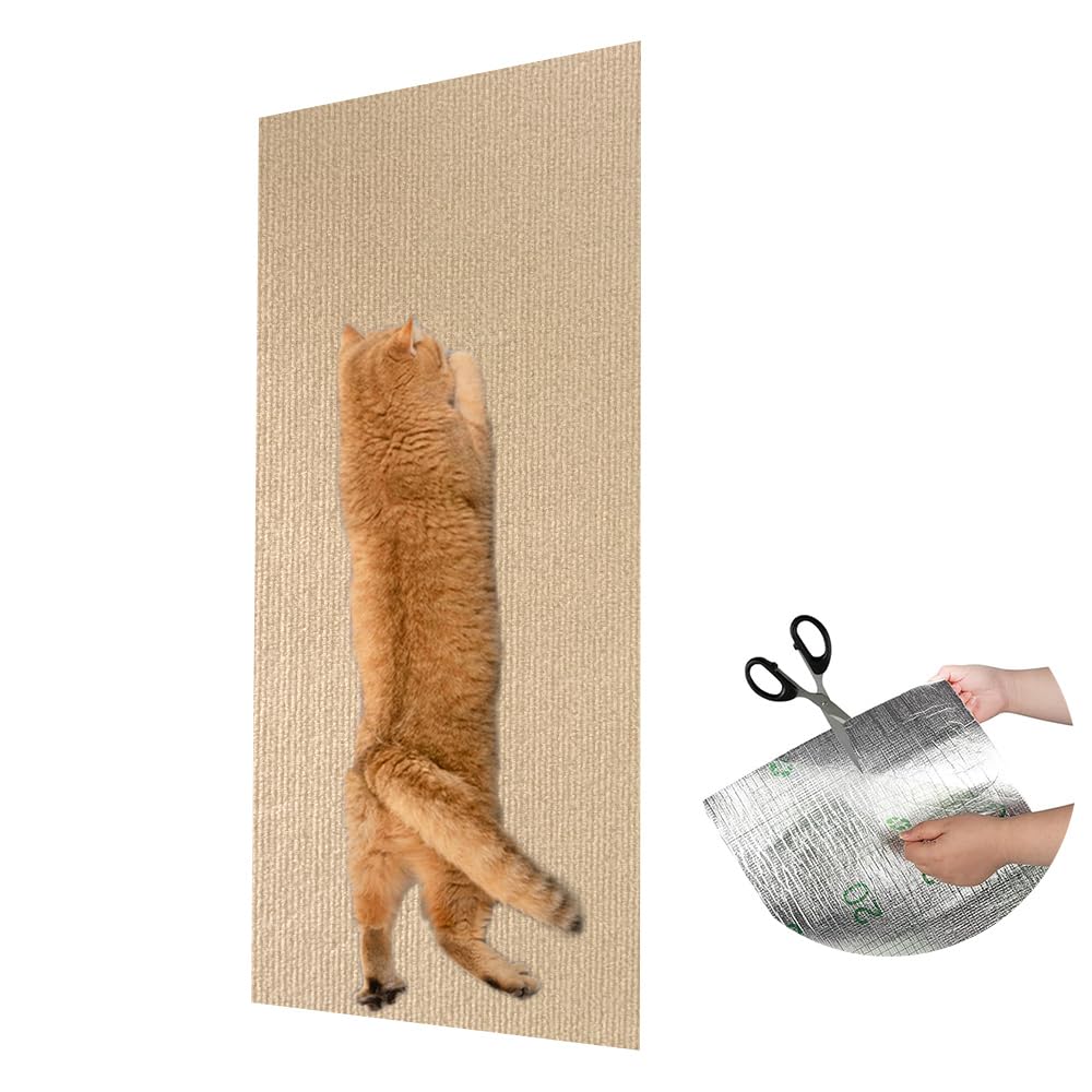 Natuya Cat Scratcher Mat, 39.4'X15.8' Trimmable Cat Carpet Replacement For Cat Tree Shelves, Self-Adhesive Cat Couch Protector