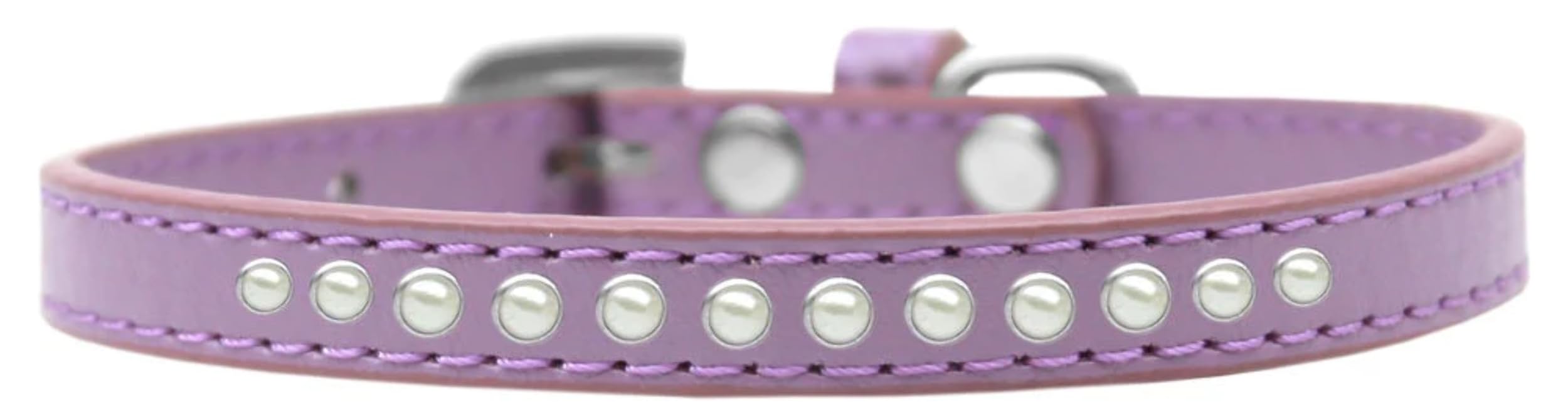 Dog, Puppy & Pet Fashion Collar, One Row Pearl Rimsets Aqua 14