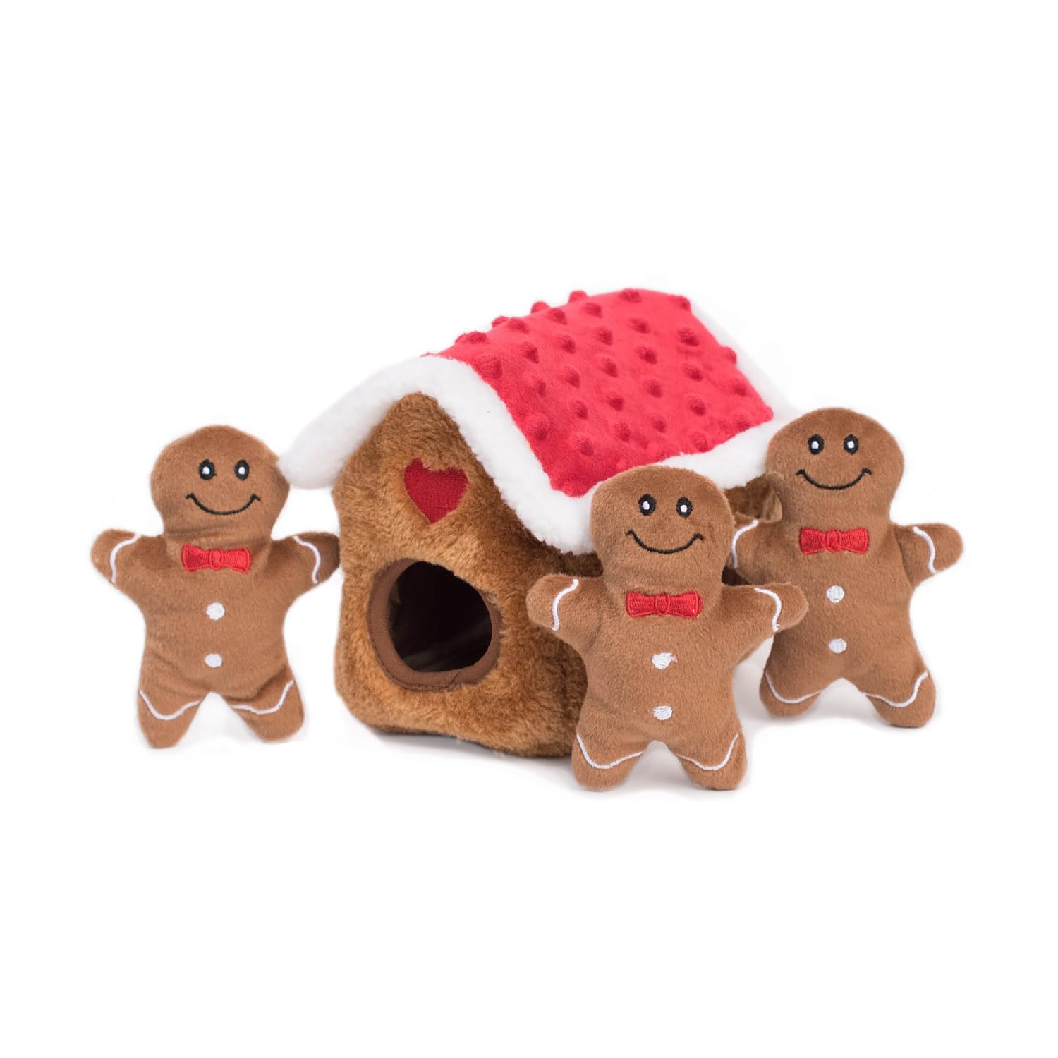 Zippypaws Burrow- Interactive Dog & Puppy Toys For Boredom, Stimulating Pet Products To Keep Them Busy, Hide & Seek Plush Dog Puzzle, Enrichment Squeaky Toy, For Small & Medium Dogs- Gingerbread House