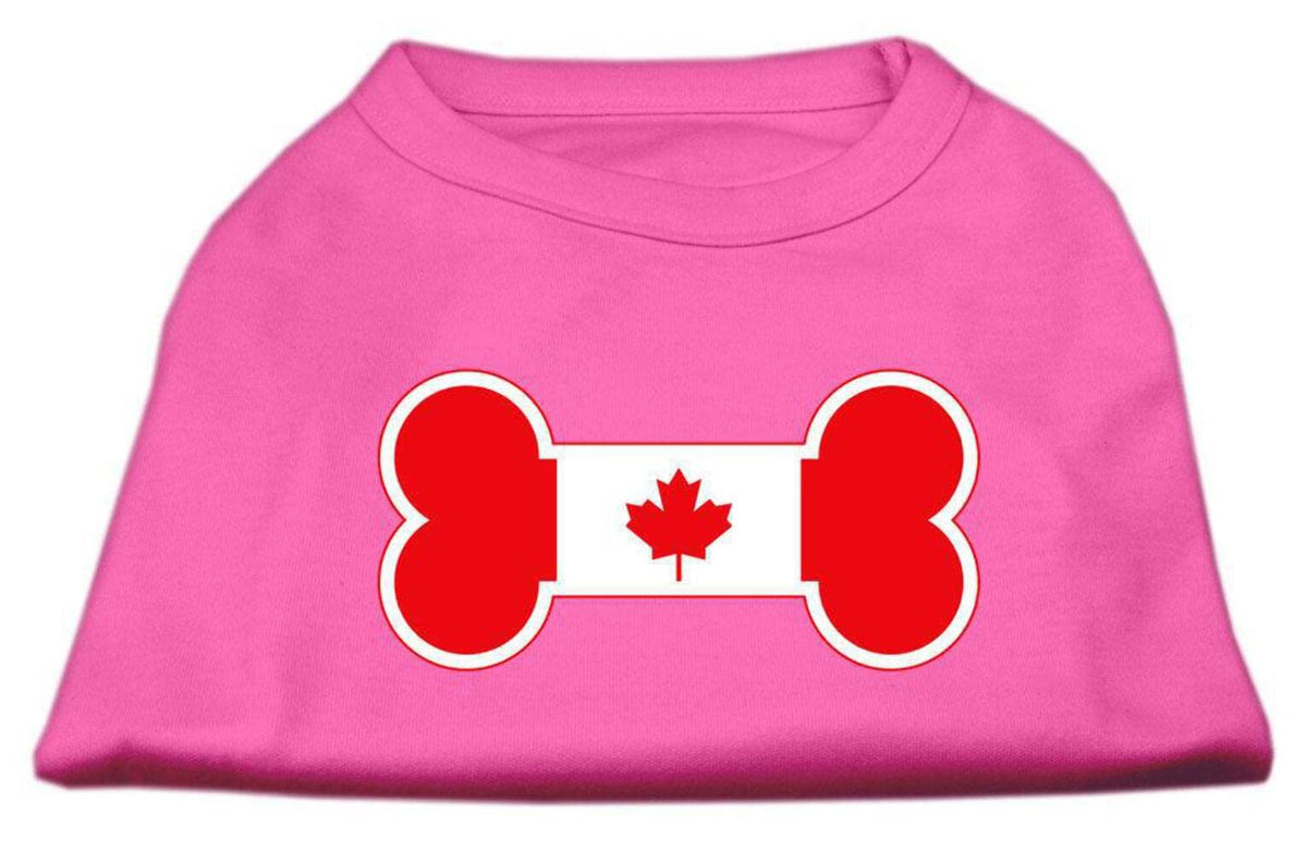 Pet Dog & Cat Shirt Screen Printed, &quot;Bone Shaped Canadian Flag&quot; Bright Pink MD (6-10 lbs.)