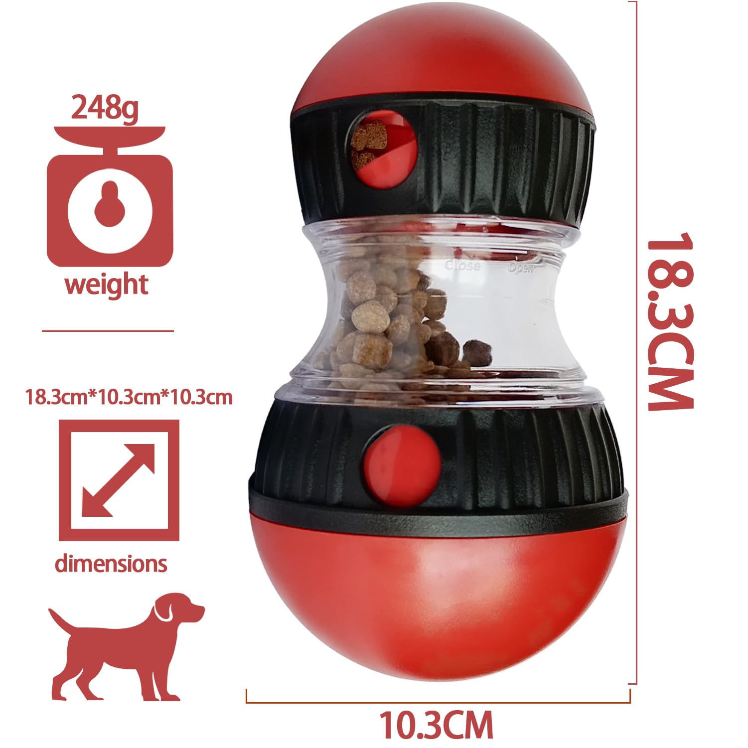 Tmeng Dog Food Puzzle Toys, Adjustable Dog Treat Dispensing Dog Toys, Interactive Chase Slow Feeder for Boredom and Stimulating,