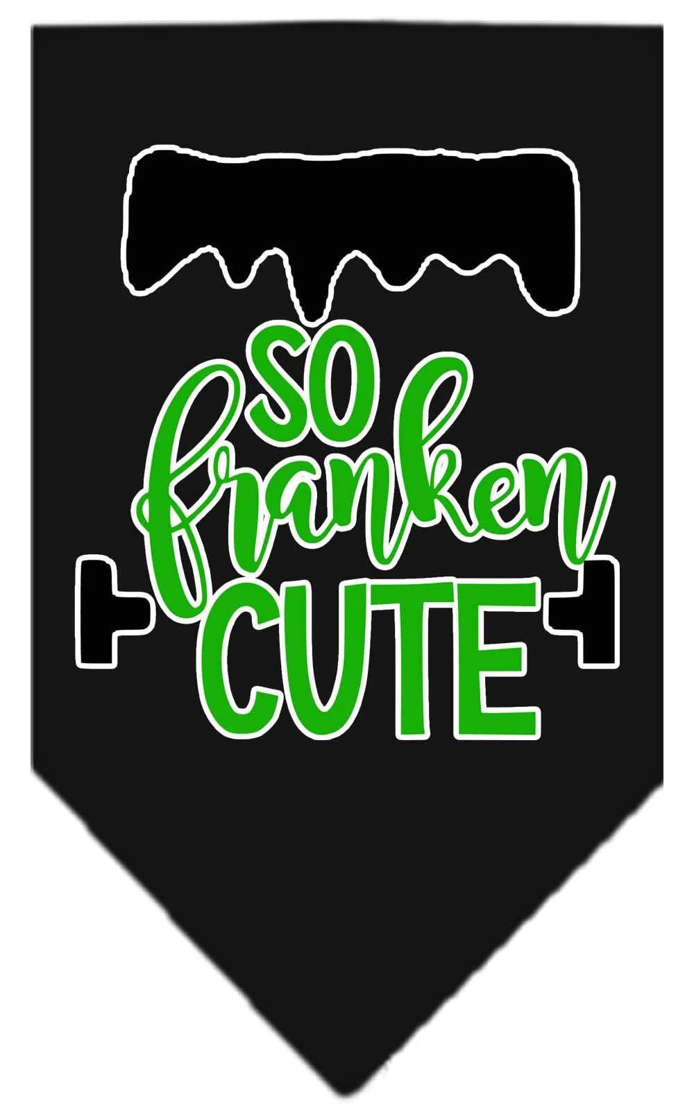 Halloween Pet and Dog Bandana Screen Printed, "So Franken Cute" Navy Blue Small