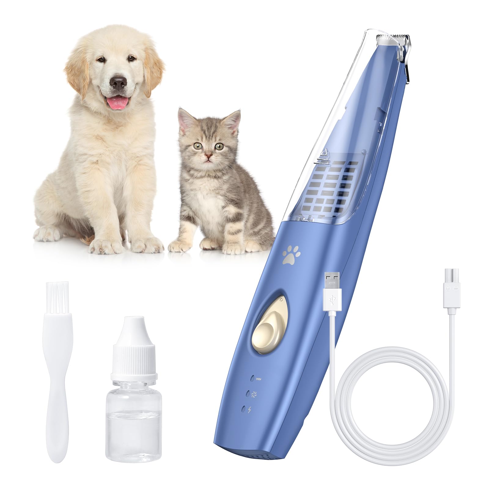 Ankilo Upgraded Paw Hair Trimmer For Dogs, Rechargeable Dog Paw Trimmer, Snipping And Sucking, Cordless Electric Grooming Clippe