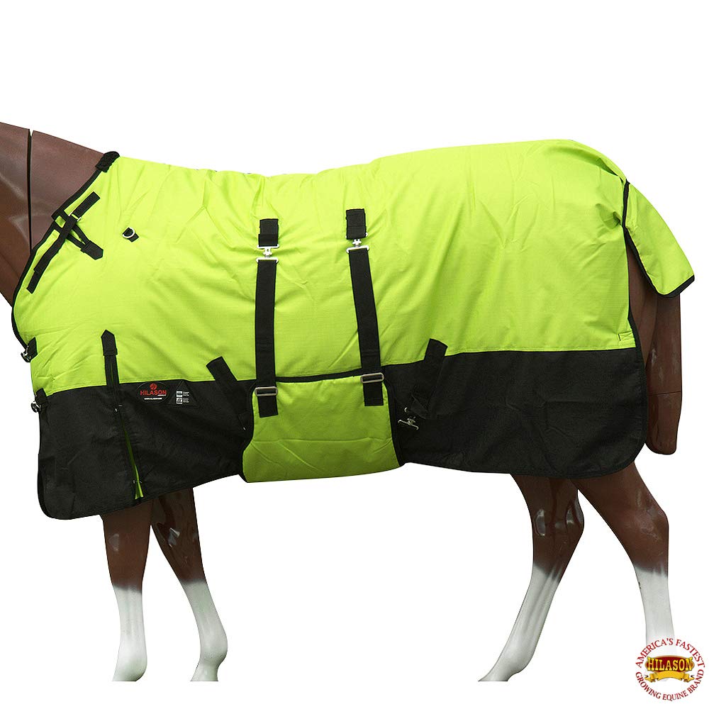 Hilason 1200D Winter Waterproof Poly Horse Blanket | Belly Wrap | Horse Turnout Blanket For Winter | 66 In