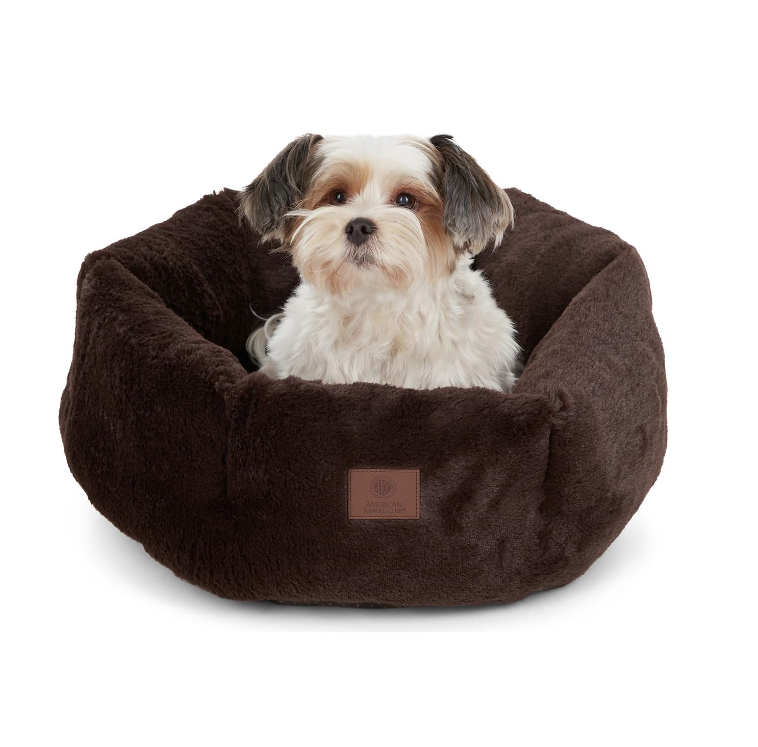 American Kennel Club Round Plush Dog Bed - 20 Cozy Donut Design For Small Pets, Ultra-Soft Washable Pet Bed With Non-Slip Bott
