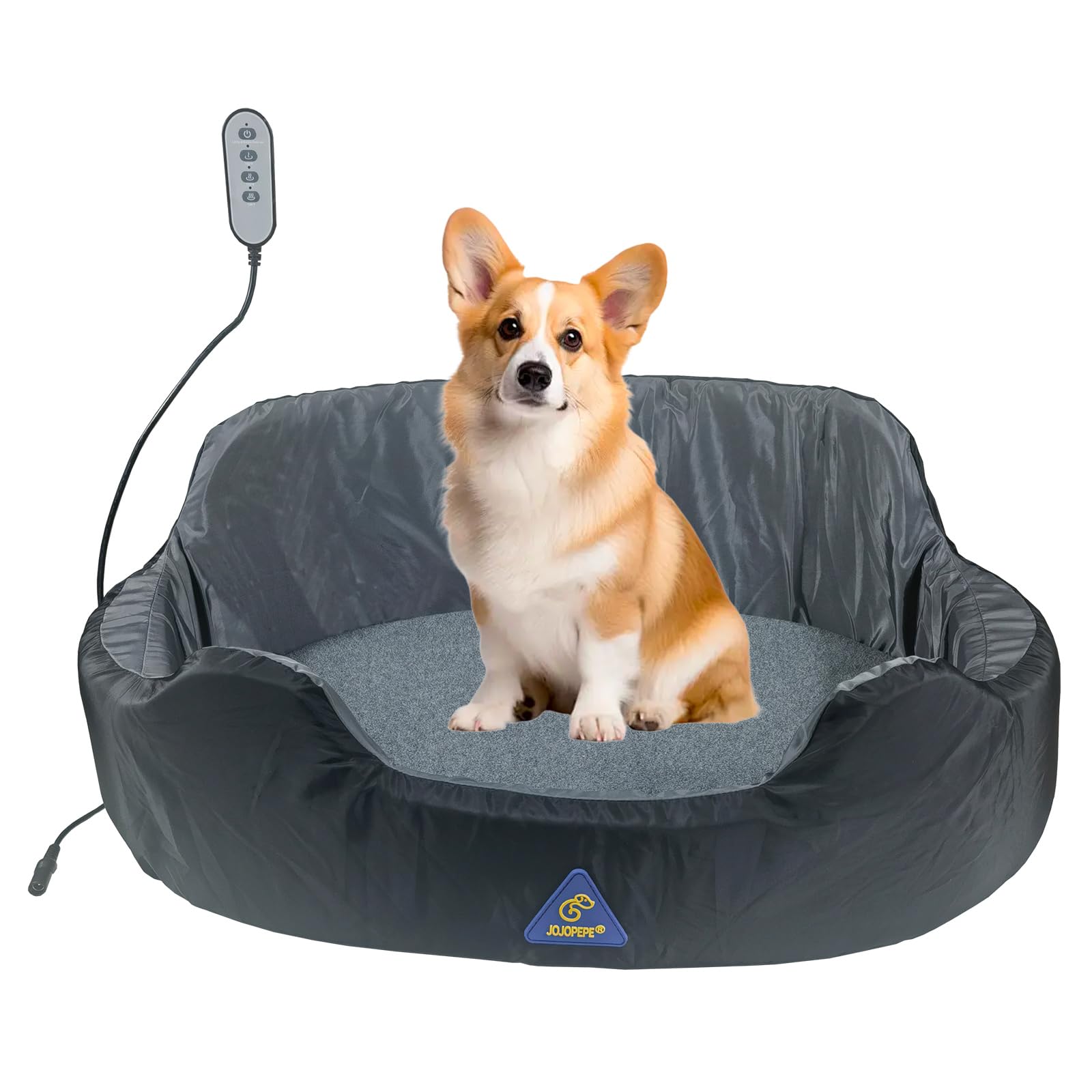 Self-Warming Heated Orthopedic Dog Bed with Dual-Side Comfort (Grey), Reversible Heating Pad for Cats & Small Pets, Waterproof a