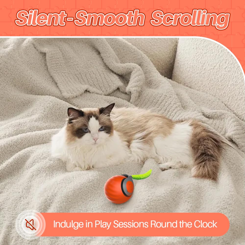 Gijivcoz Speedy Cat Toy,Smart Self Rolling Interactive Toy Balls Automatic Moving,Chase Toys For Bored Indoor Kitten/Adult Cats,