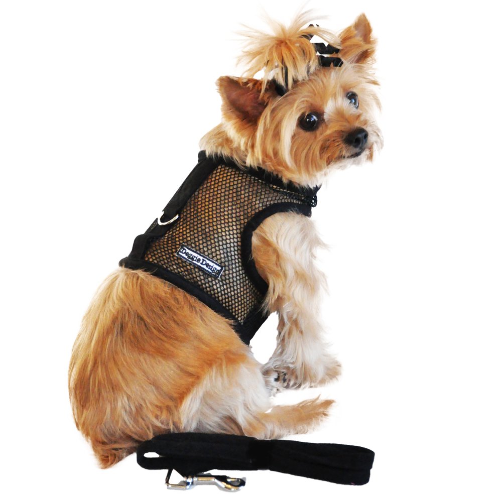 DOGGIE DESIGN Cool Mesh Dog Harness - Solid Black