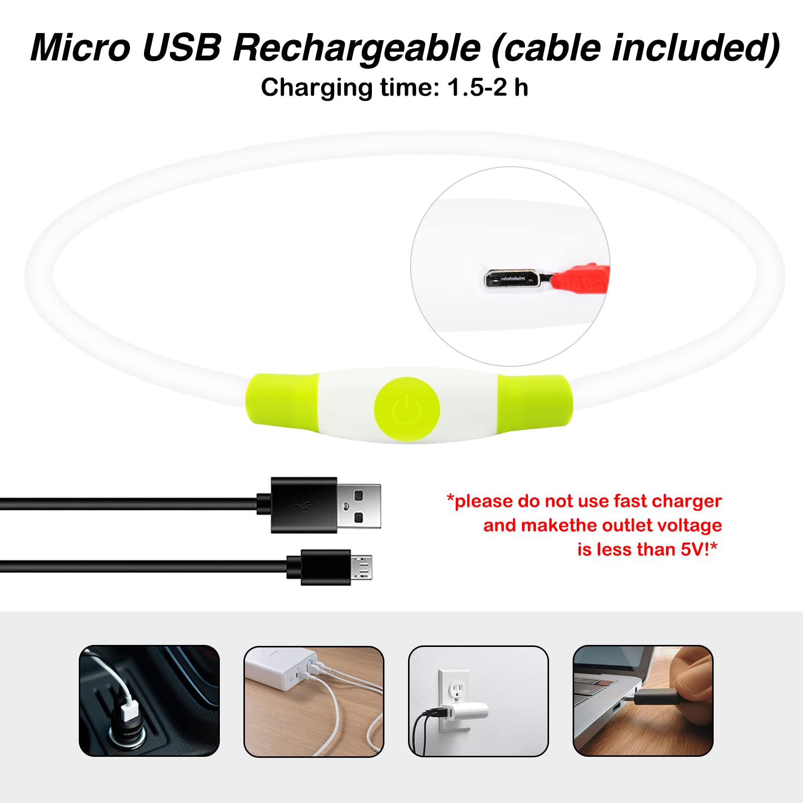 Light Up Dog Collars, Multi-Color Usb Rechargeable Dlitk Led Dog Collar 1 Count, Tpu Cuttable Size Glow Collar For Dogs, Dog Col