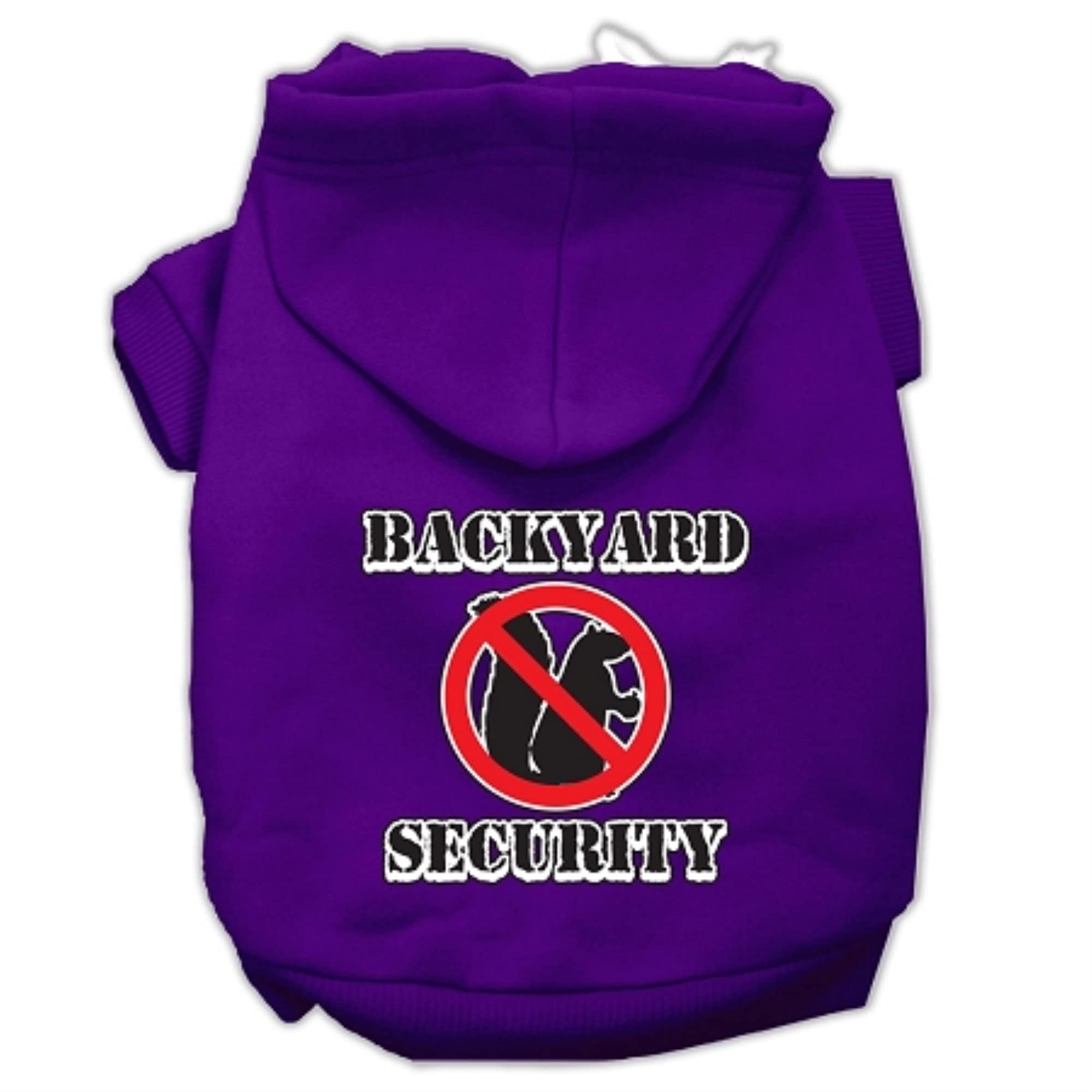 Pet, Dog & Cat Hoodie Screen Printed, 'Backyard Security' Purple Xl (14-20 Lbs.)