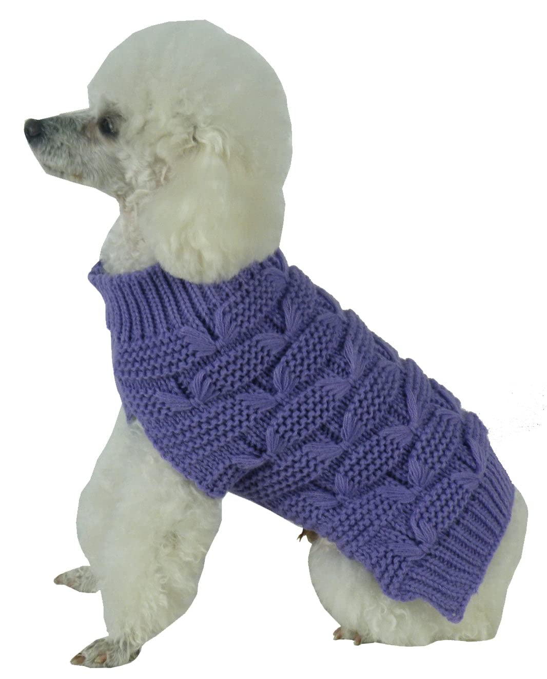Pet Life ® Butterfly Stitched Fashion Pet Sweater - Designer Heavy Cable Knitted Dog Sweater with Turtle Neck - Winter Dog Clothes Designed to Keep Warm