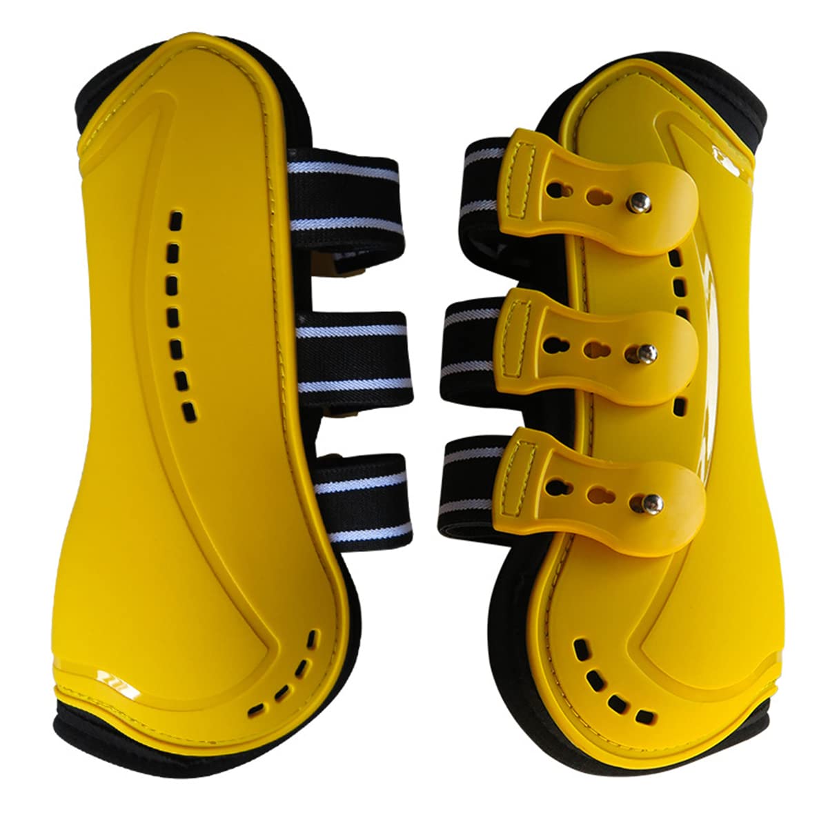 Wandrola Horse Boots Open Front Jumping Tendon Sport Boots, Secure Leg Protection, Classic Equine Supplies (Yellow, L)