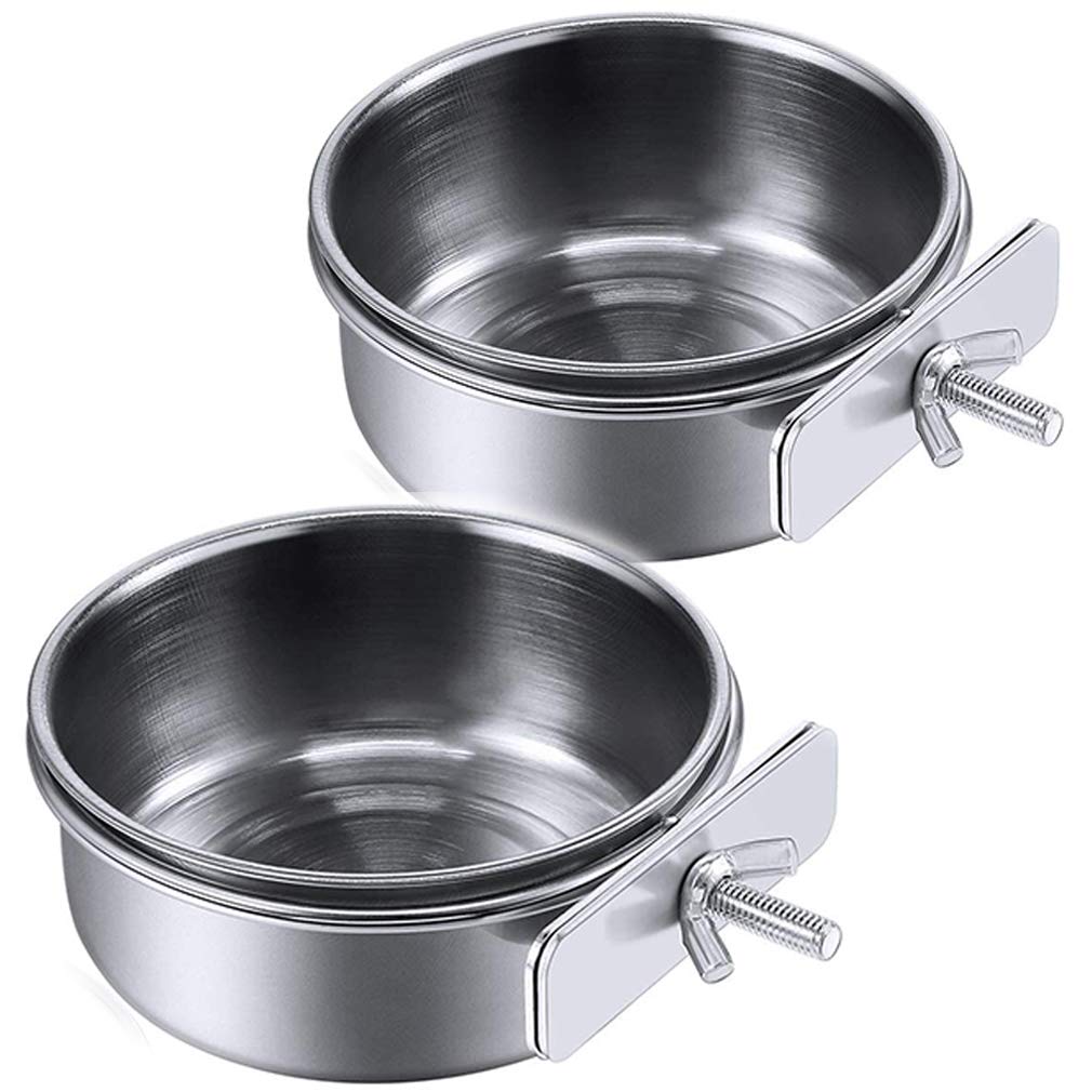 PINVNBY Parrot Feeding Cups Birds Food Dish Stainless Steel Parrot Feeders Water Cage Bowls with Clamp Holder for Cockatiel Conu