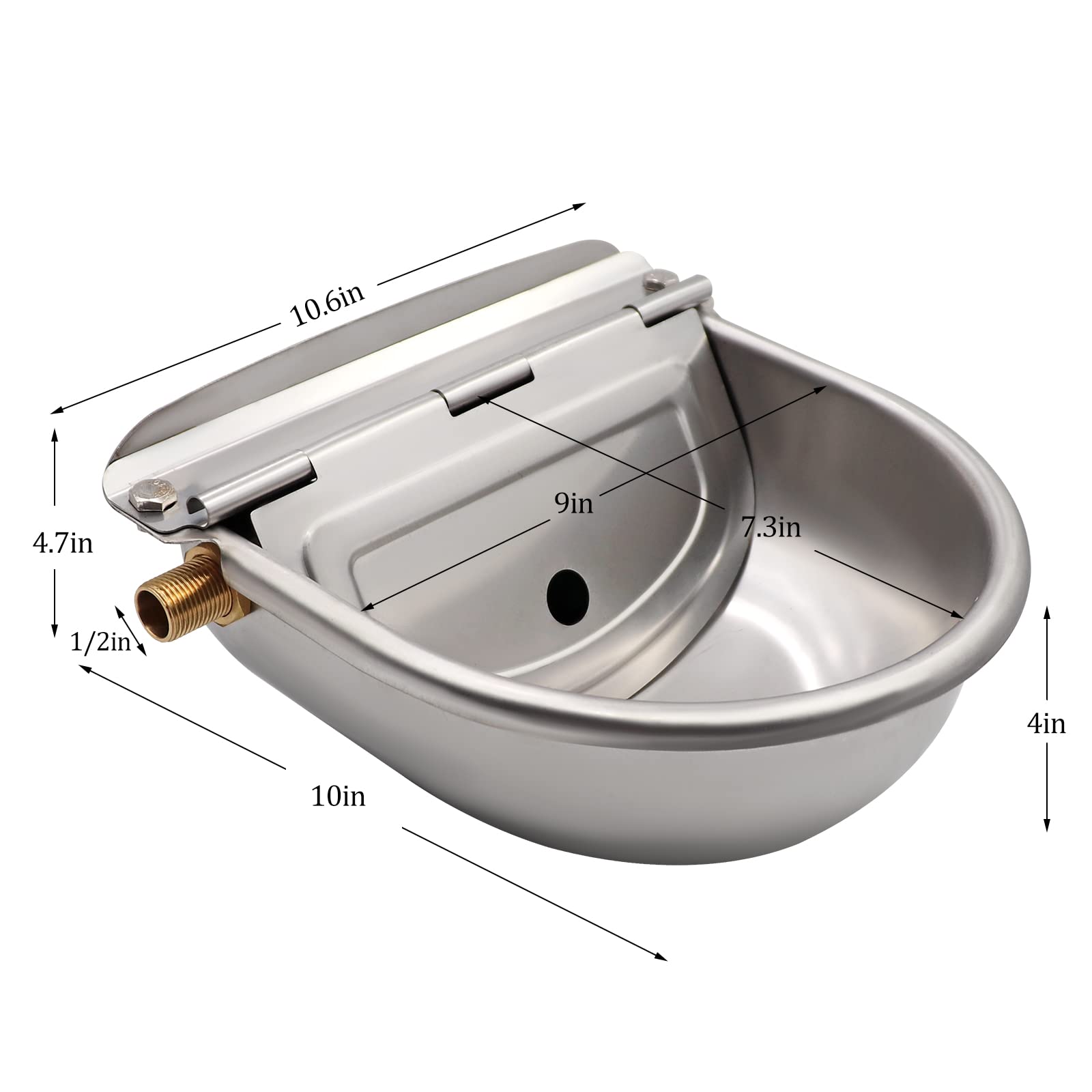 Automatic Waterer Bowl With Brass Float Valve And Drain Plug Stainless Steel Livestock Water Trough Bowl For Dog Cattle Pig Goat Sheep