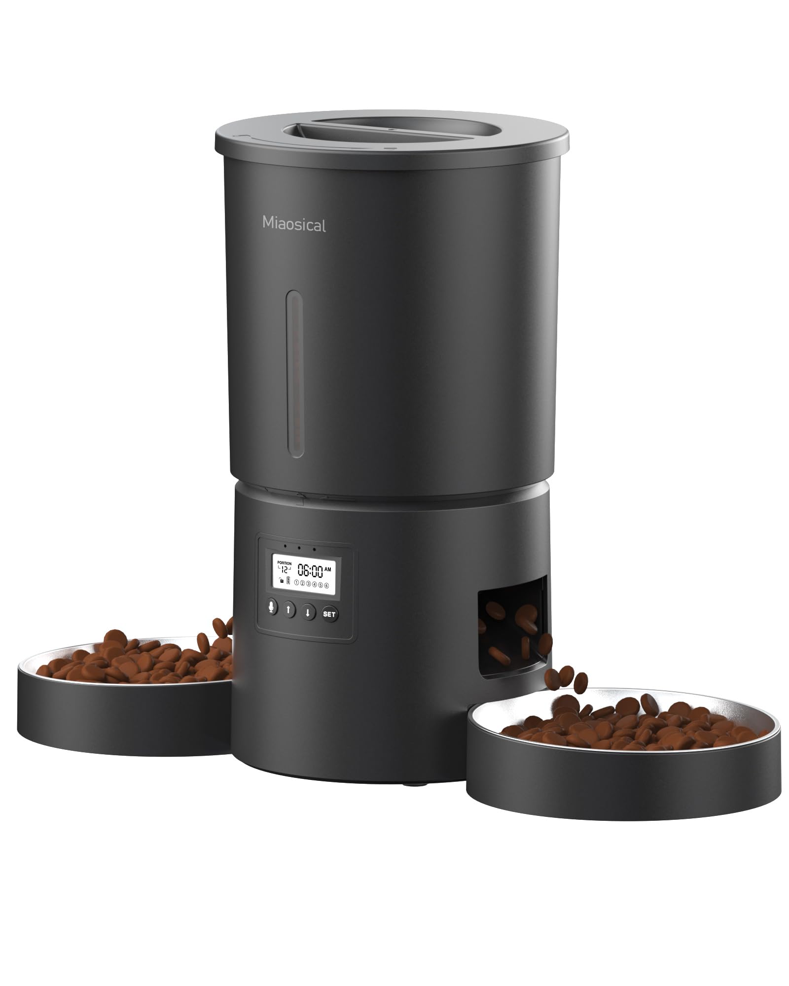 Dual Automatic Cat Feeder 2 Cats,6 Meals/Day,12 Portions/Meal,4.2L Dual Power Double Bowls Feeder,Dry Food Auto Pet Dispenser,10