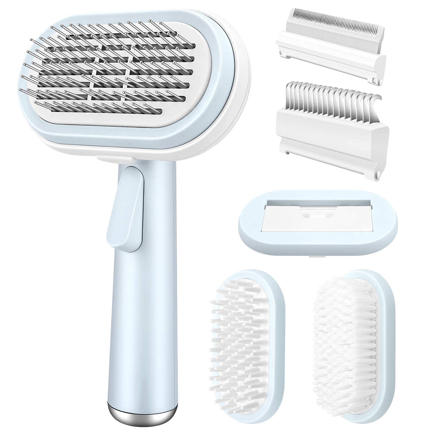 Woofy 5 In 1 Pet Grooming Kit Pin Brush, Bristle Brush, Dematting Comb, Deshedding Comb, Massage And Bath Brush