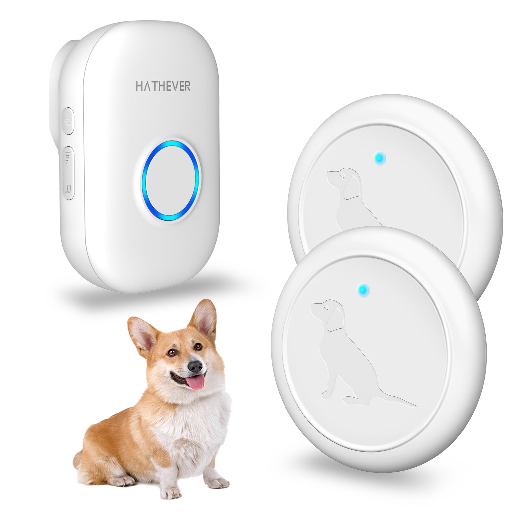 Hathever Dog Bells to Go Outside, Wireless Doggie Door Bell Operating at 1000 Feet with IP65 Waterproof Touch Button, 32 Melodie