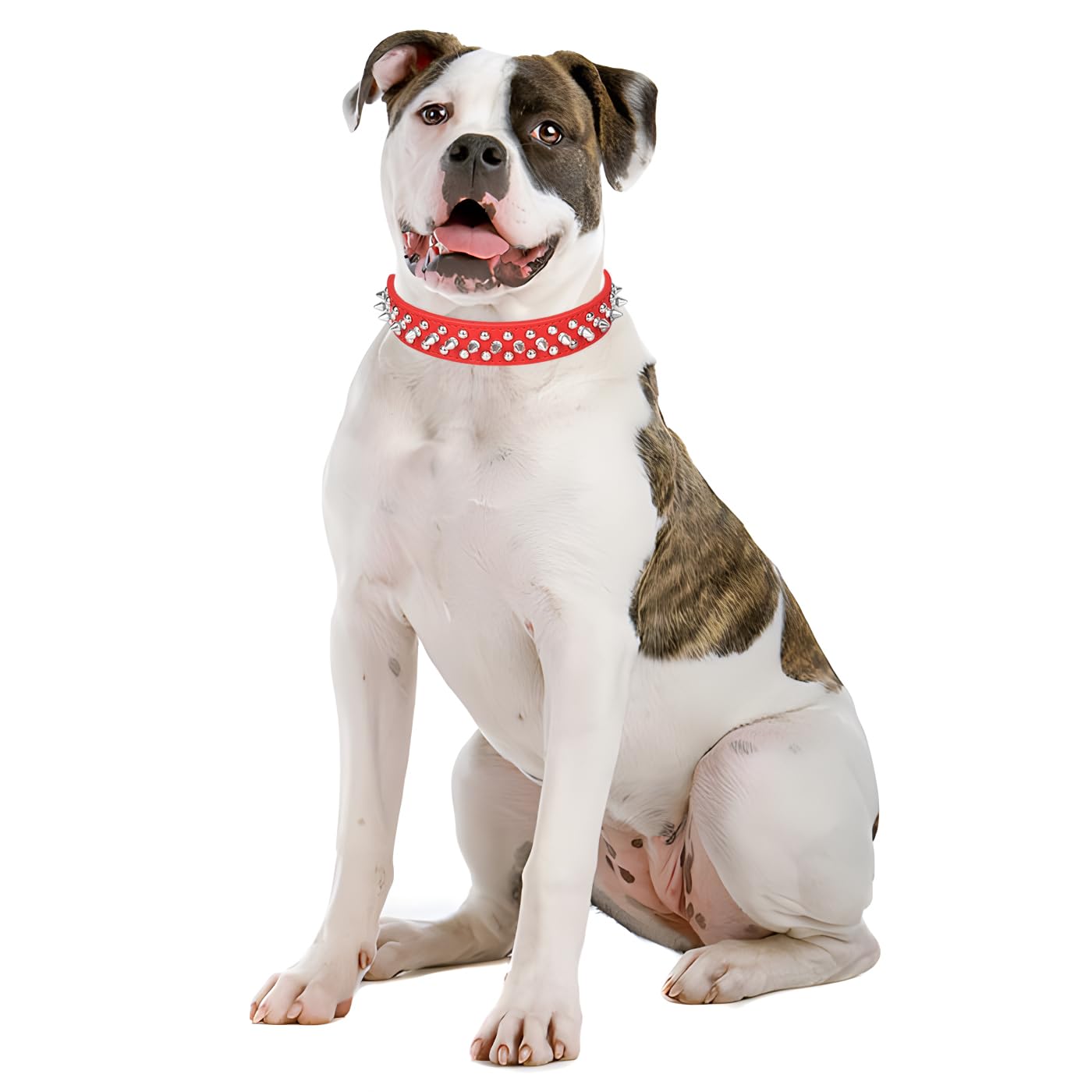 Spiked Dog Collar Soft Pu Leather Mushrooms Rivet Spike Studded Puppy Adjustable Cat Collars Red Xl
