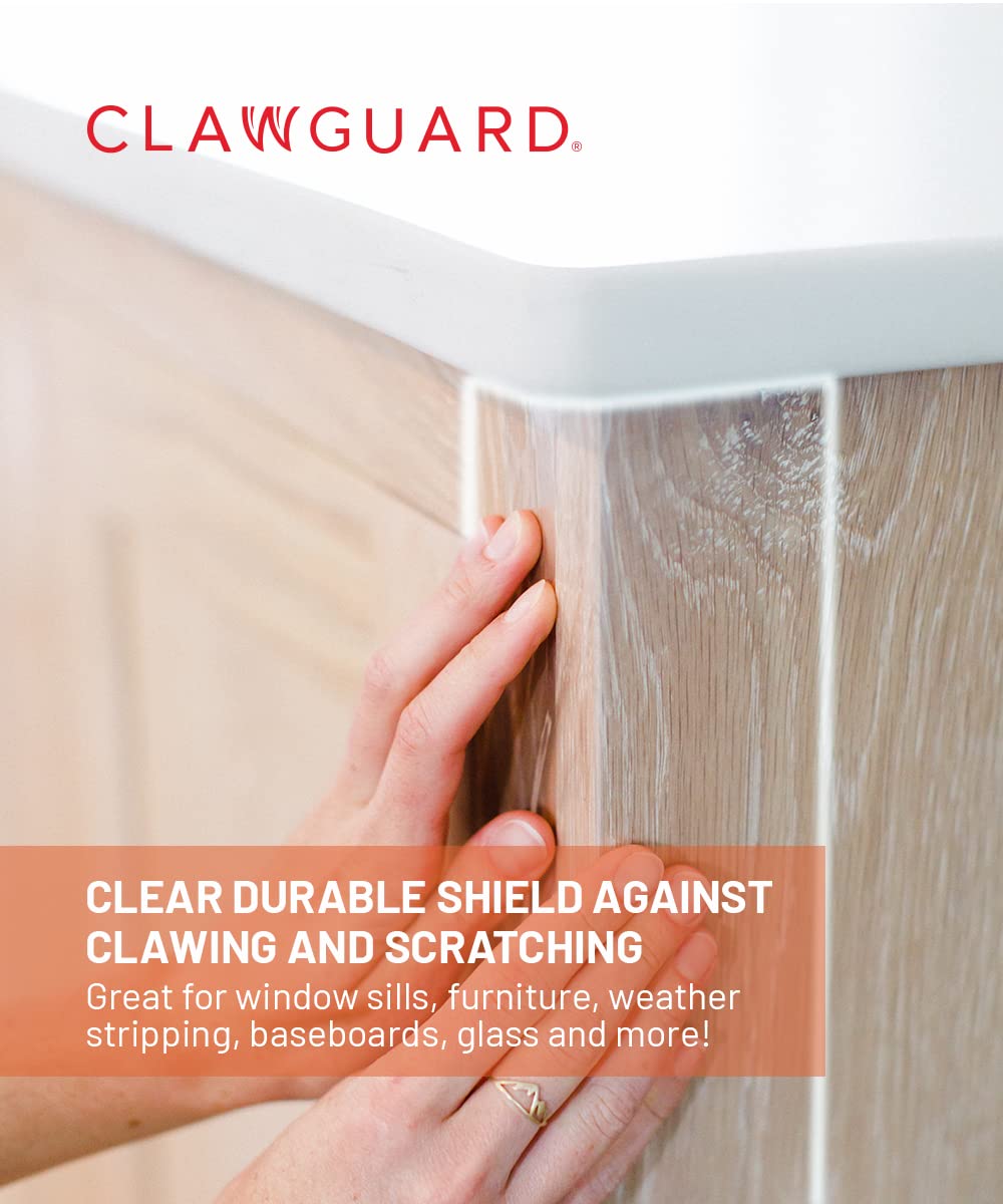 Clawguard Protection Tape - Durable Single-Sided Shield Protection Barrier Against Cat, Dog, Bird, Rabbit Scratching And Clawing Furniture, Couch, Window Sill, Car Door, Glass And More! 4In X 10'