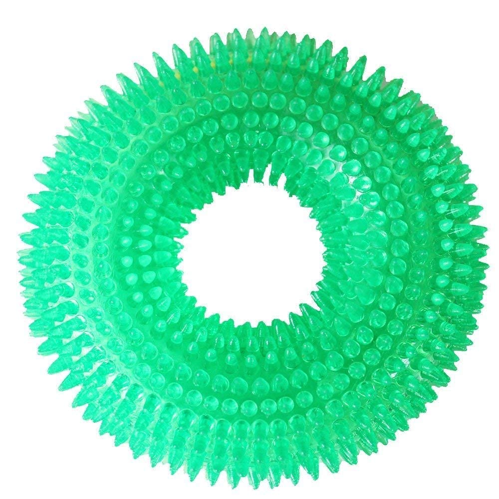 Rvpaws Chew Spike Ring Toys For Teething With Light And Sound For Your Dogs And Puppies (Multicolour)