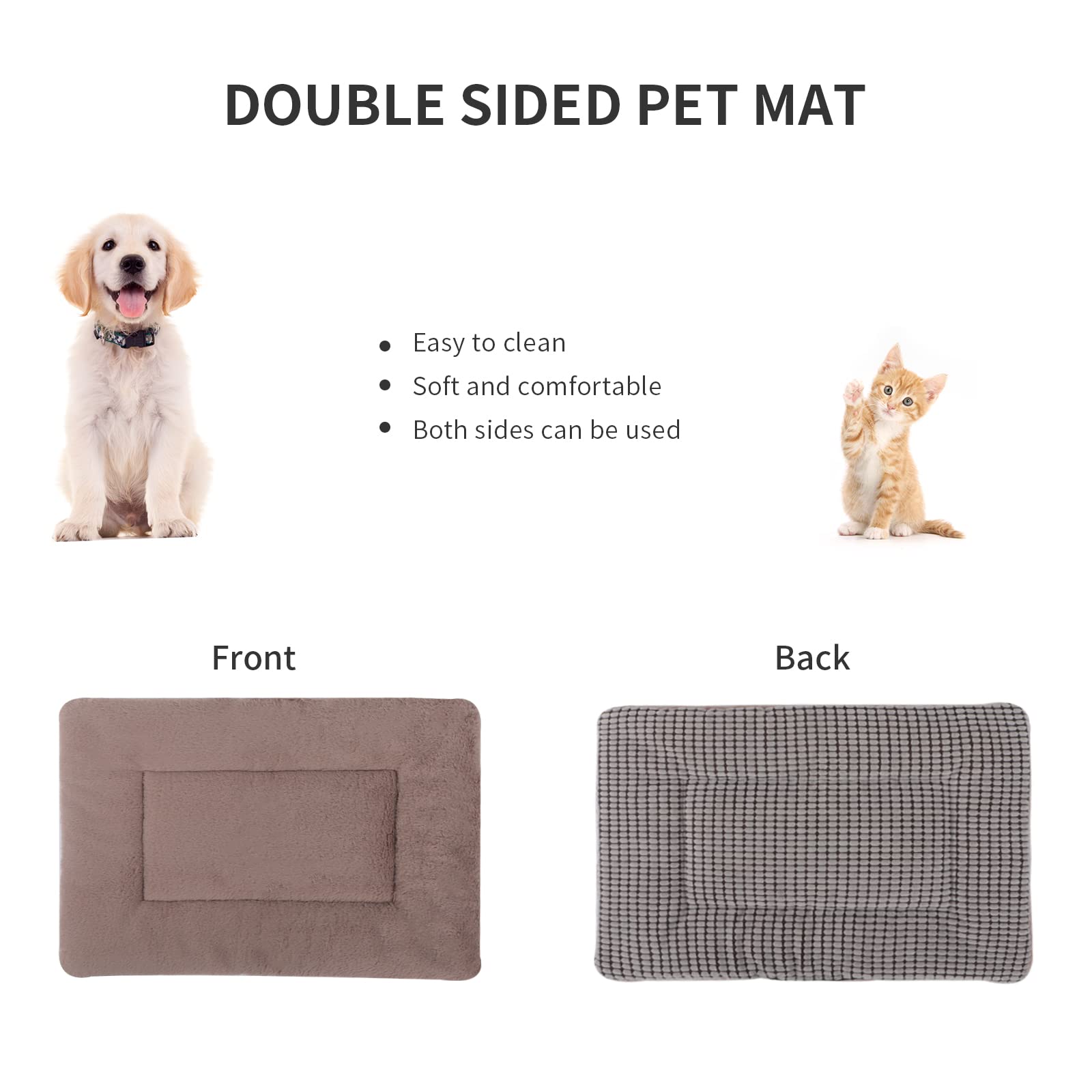 Vetasac Dog Bed Mat, Soft And Warm Pet Cushion, Dual Purpose Washable Mattress Bed For Small Medium Large Dog And Cat Sleeping Xb004 (36'X23', Khaki)
