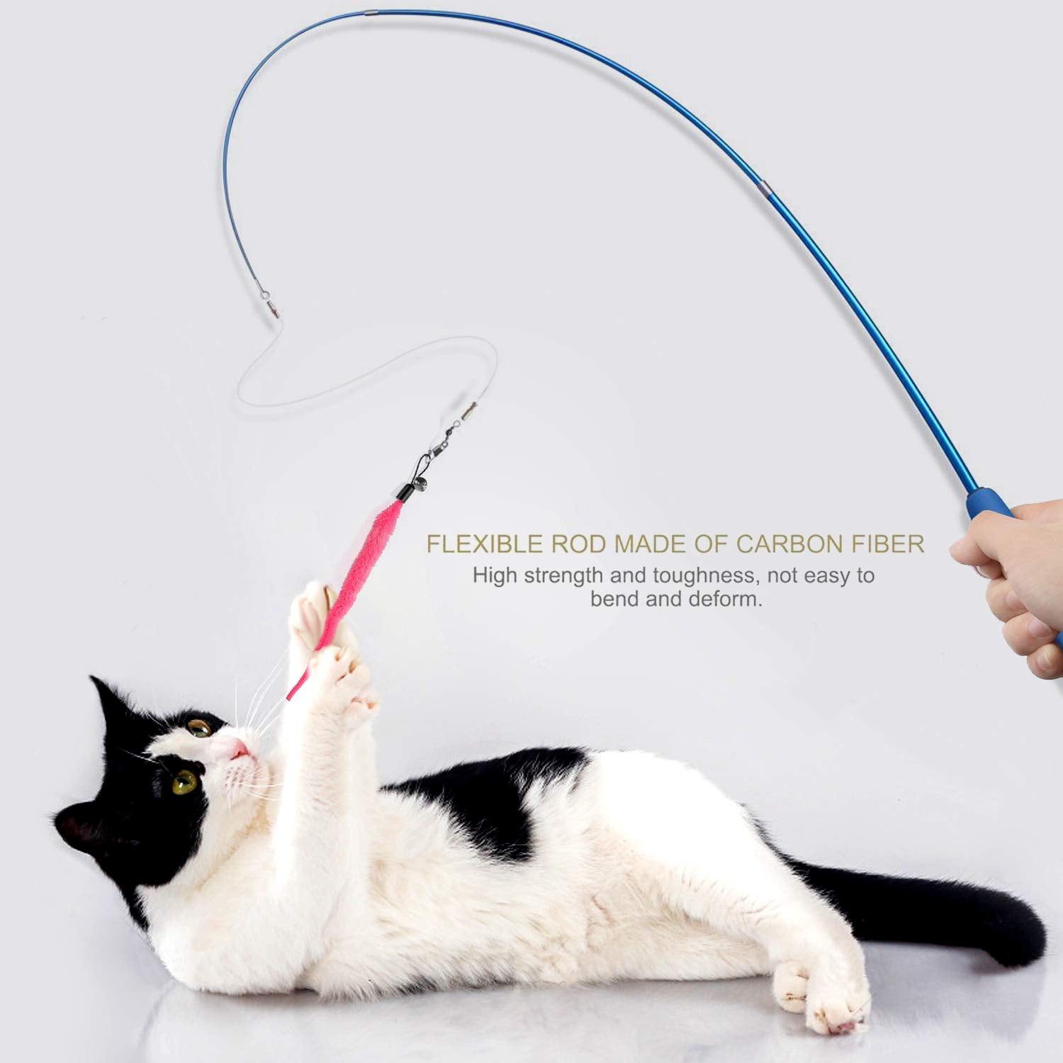 Retractable Cat Wand, Interactive Catcher Teaser Cat Toy 3-Section Teaser Cat Wand Fishing Pole Toy Exerciser For Cat And Kitten (Not Include Replacement)