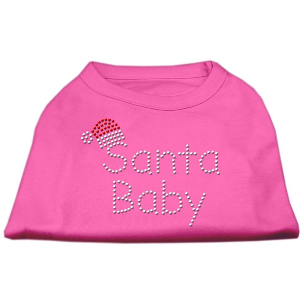 Christmas Pet Dog & Cat Shirt Rhinestone, 'Santa Baby' Bright Pink 2Xl (20-25 Lbs.)