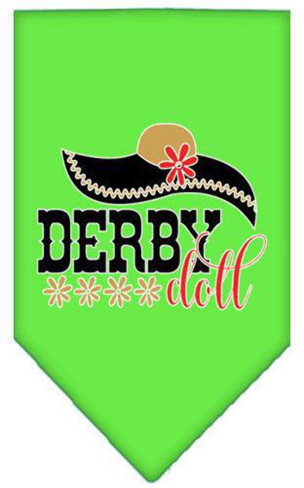 Pet and Dog Bandana Screen Printed, &quot;Derby Doll&quot; Emerald Green Large