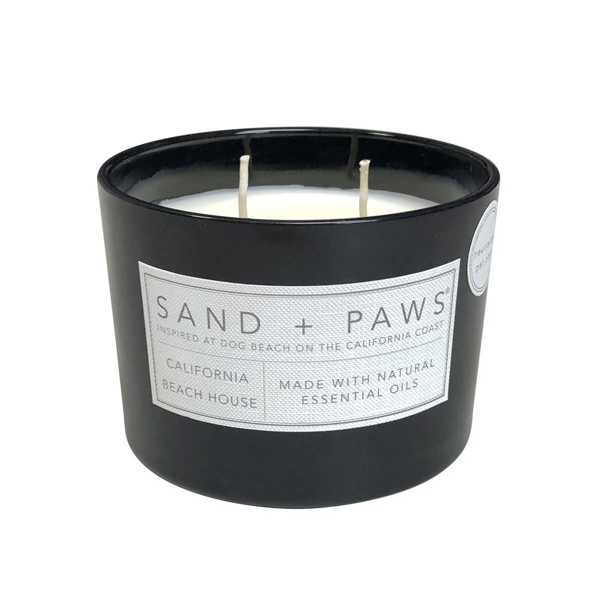 Sand + Paws Scented Candle - California Beach House-Luxurious Air Freshening Jar Candles Neutralize pet Odors and Enhance Home d