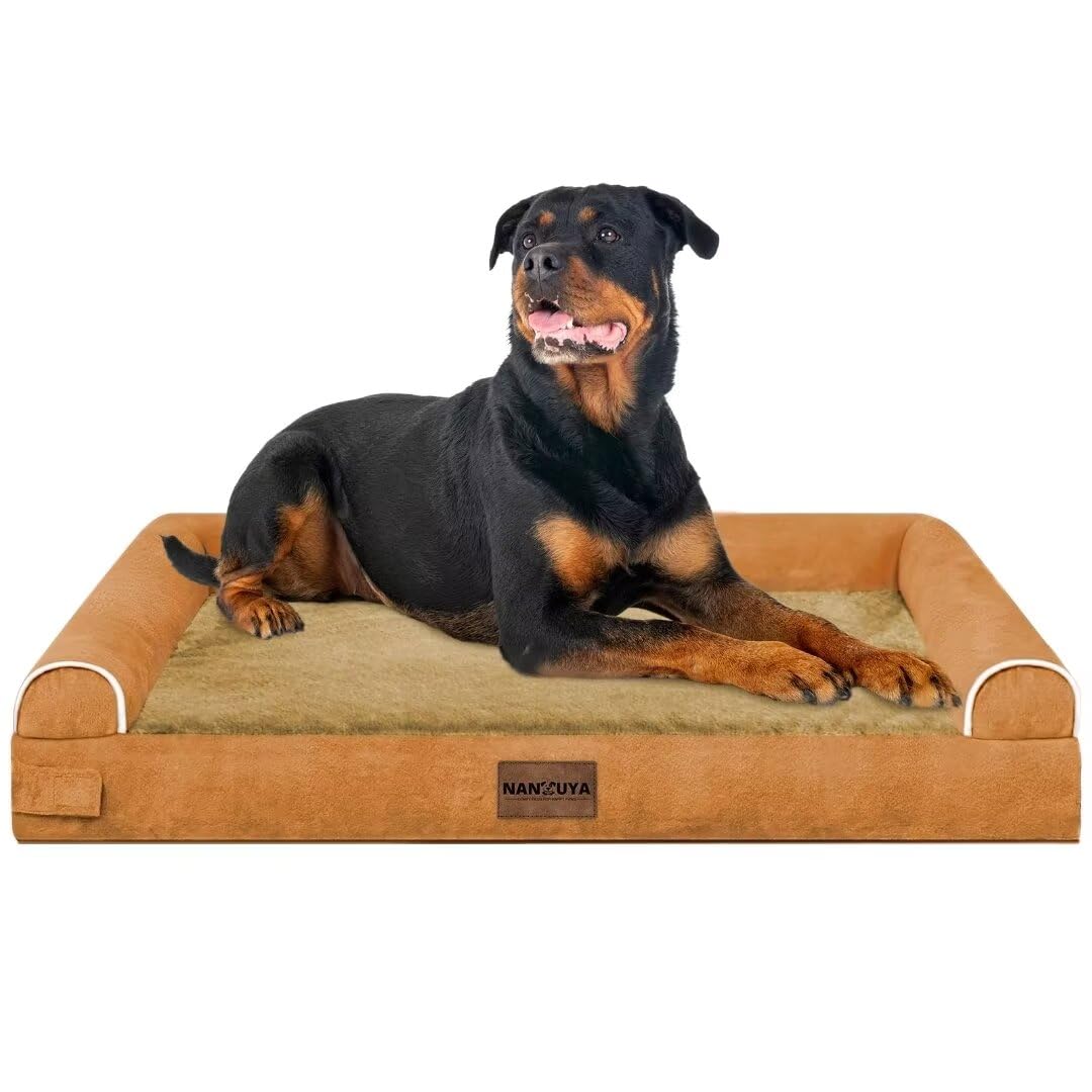 Large Dog Bed Orthopedic Washable: Beds Bolster Xxl Bed Big Xlarge Dogs Egg Crate Foam Sofa Couch Waterproof Removable Cover - Orange