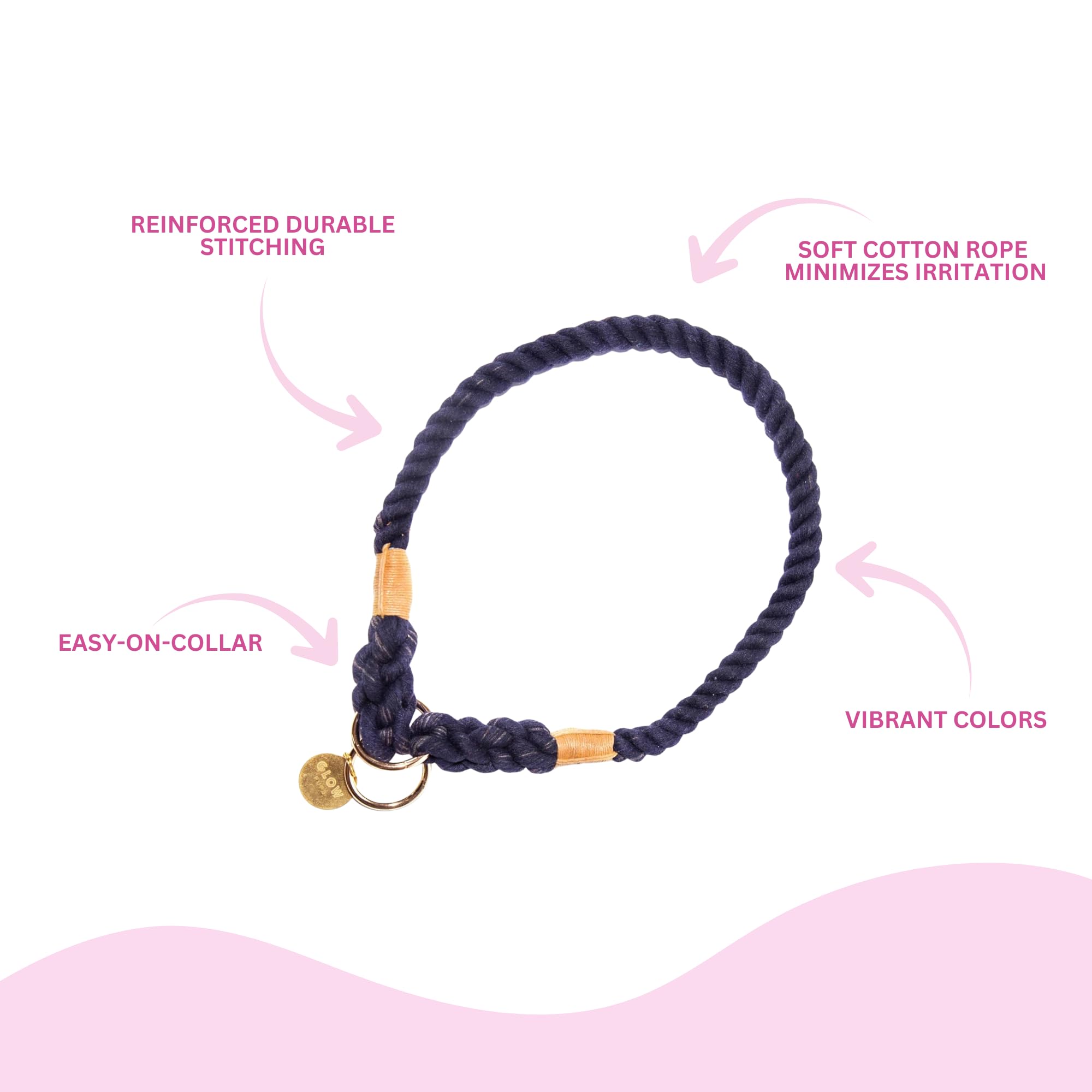 Glow Pups Dog Collars, Ombre Rope Slip Pet Collar For Medium And Large Dogs, Durable Construction, Stylish Design, Adjustable Fi
