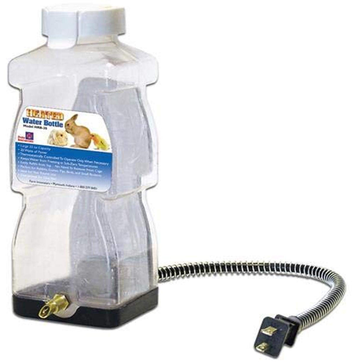 Farm Innovators Model Hrb-20 Heated Water Bottle For Rabbits, 32-Ounce, 20-Watt, 4.2 X 4.2 X 11.5 Inches ; 1 Pounds, White