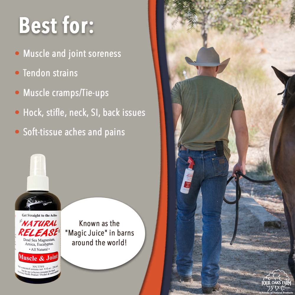 Four Oaks Farm Ventures, Natural Release Muscle Spray Treatment - Horse Liniment for Sore Muscles, Joint Pain, Tendon & Inflamma