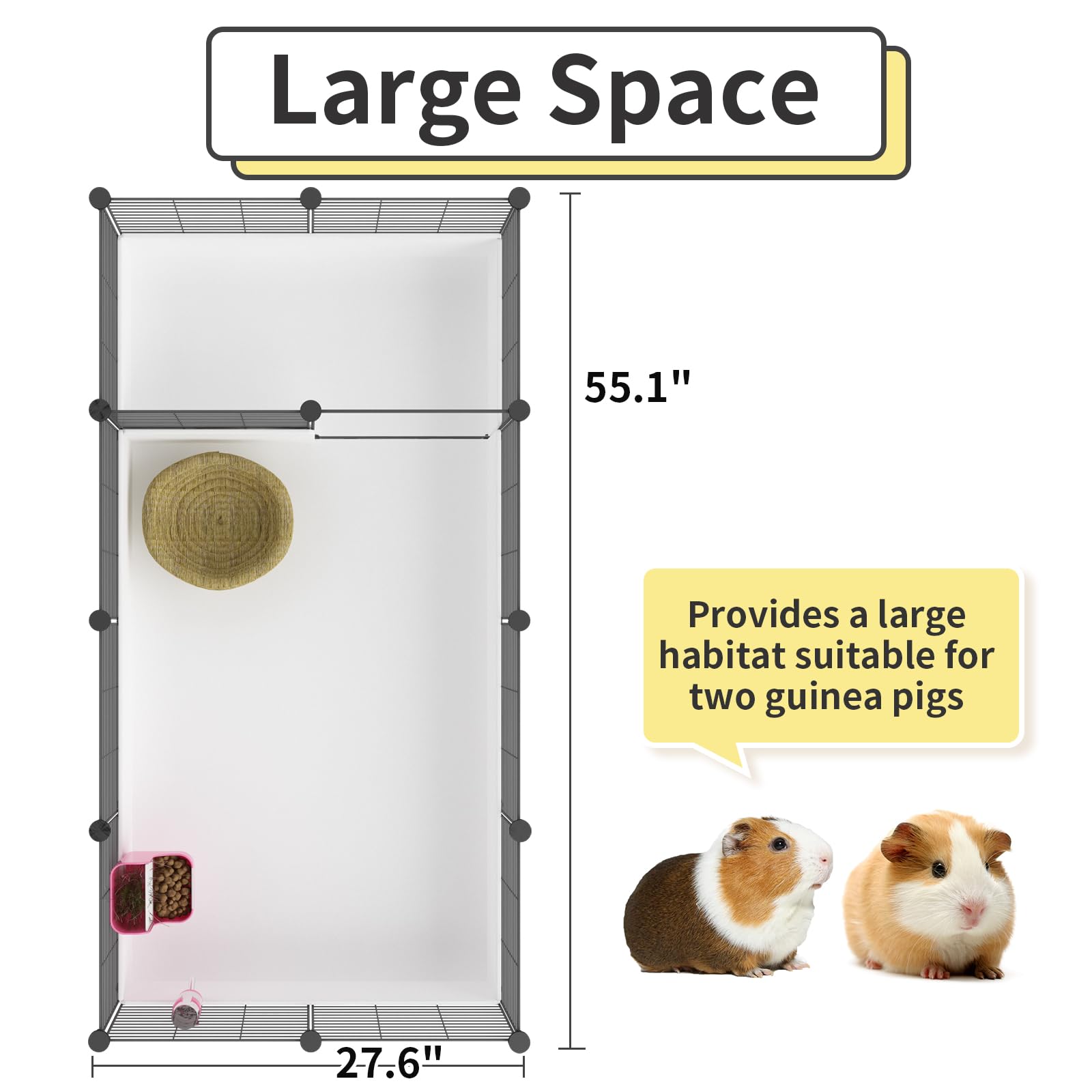 Oneluck Guinea Pig Cage, Indoor Habitat With Waterproof Plastic Bottom,Playpen For Small Pet Bunny, Turtle, Hamster, Partition C