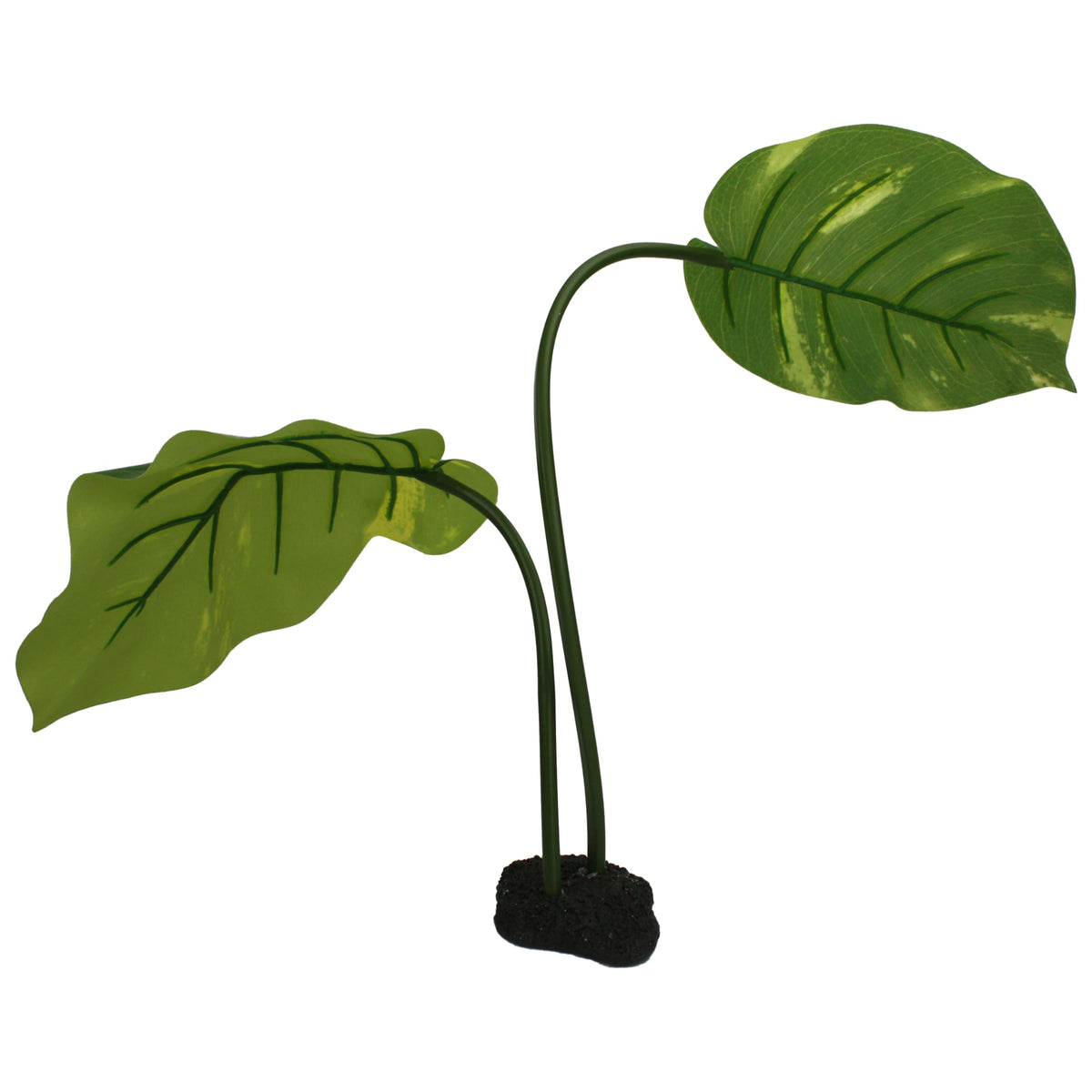 Komodo Reptile Terrarium Jumbo Guiana Plant With 10 Inch Leaf | Artificial Rainforest Ground Aquarium & Habitat Decoration Accessory With Weighted Base