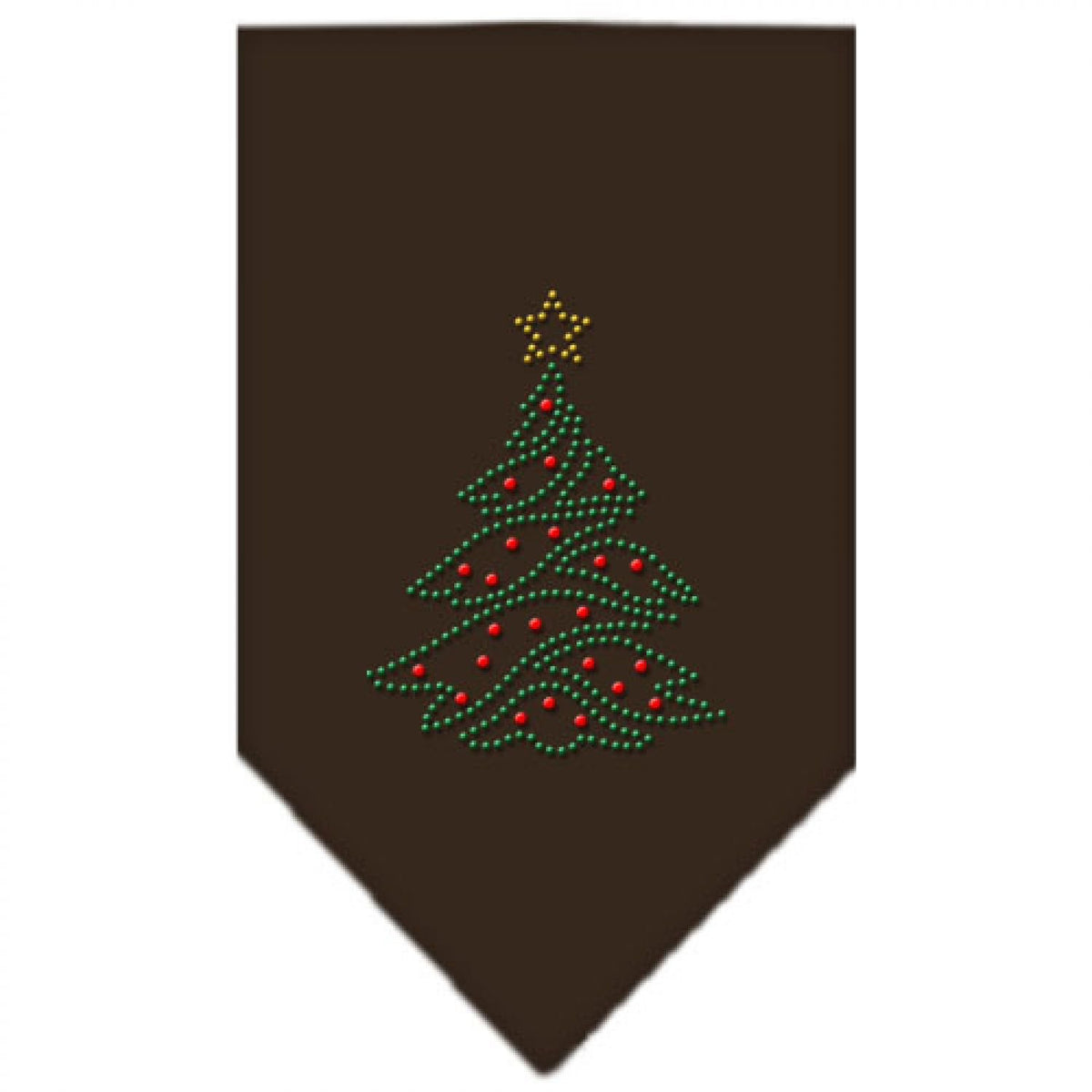 Christmas Pet and Dog Bandana Rhinestone, &quot;Christmas Tree&quot; Cocoa Large