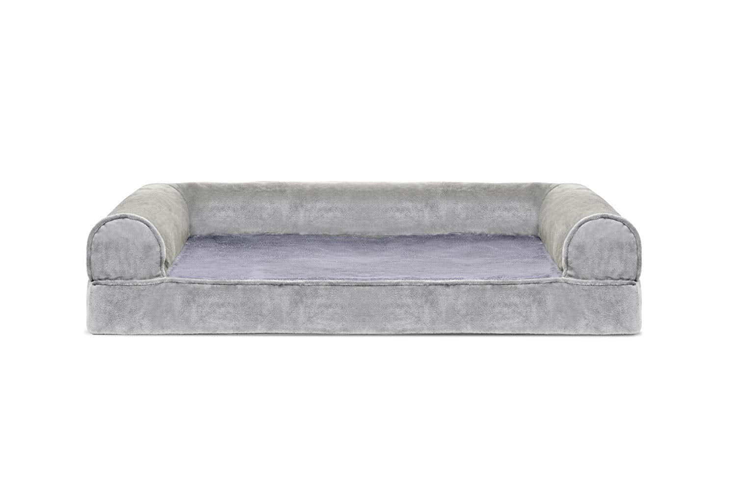 Furhaven Orthopedic Dog Bed for Medium/Small Dogs w/ Removable Bolsters & Washable Cover, For Dogs Up to 35 lbs - Faux Fur & Vel