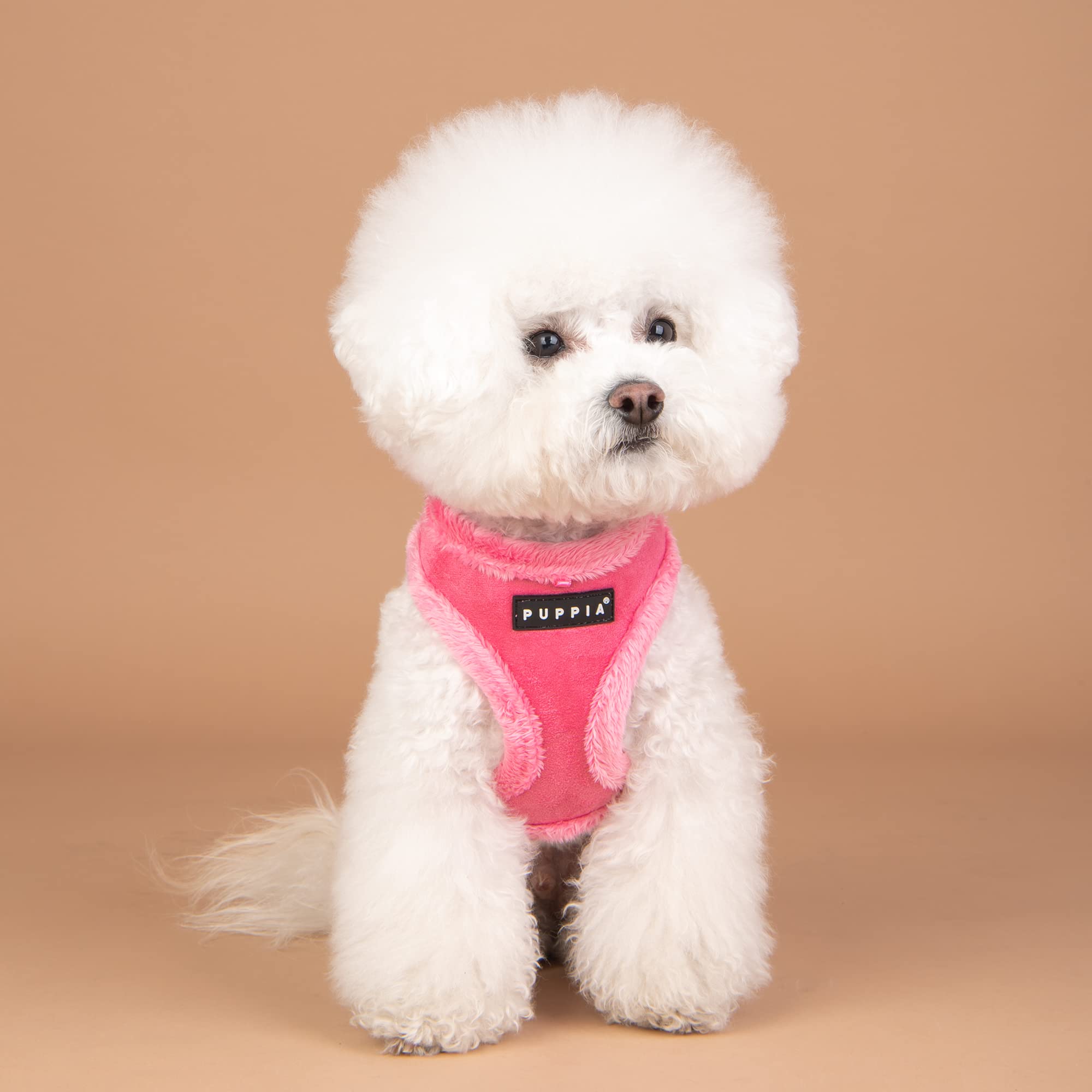 Puppia Terry Dog Harness Over-The-Head Winter Suede Warm No Choke No Pull Training Walking For Small And Medium Dog, Pink, X-Large