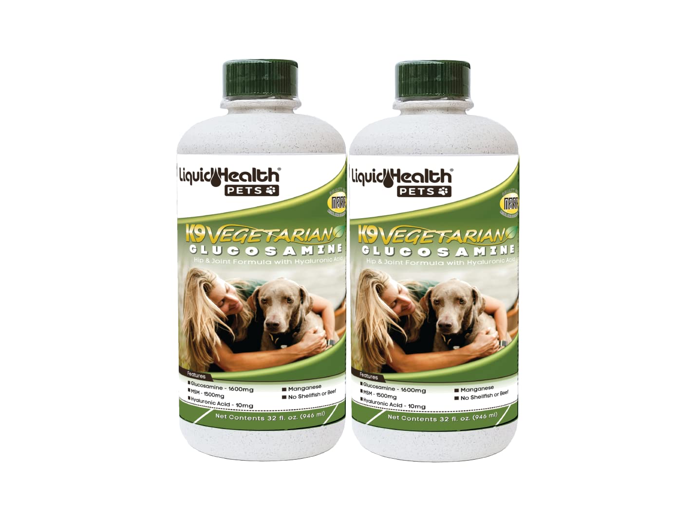 LIQUIDHEALTH Pets K9 Vegetarian Liquid Glucosamine Juice for All Dogs Canines with Chondroitin, MSM, Omega 3, Antioxidants, Hyal