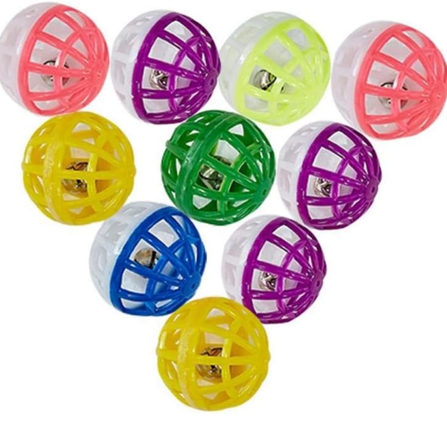 Dog Trust Cat Toy Ball With Bell Plastic Lattice Jingle Balls Kitten Chase Pounce Rattle Toy Pack Of 6 Pcs Ball